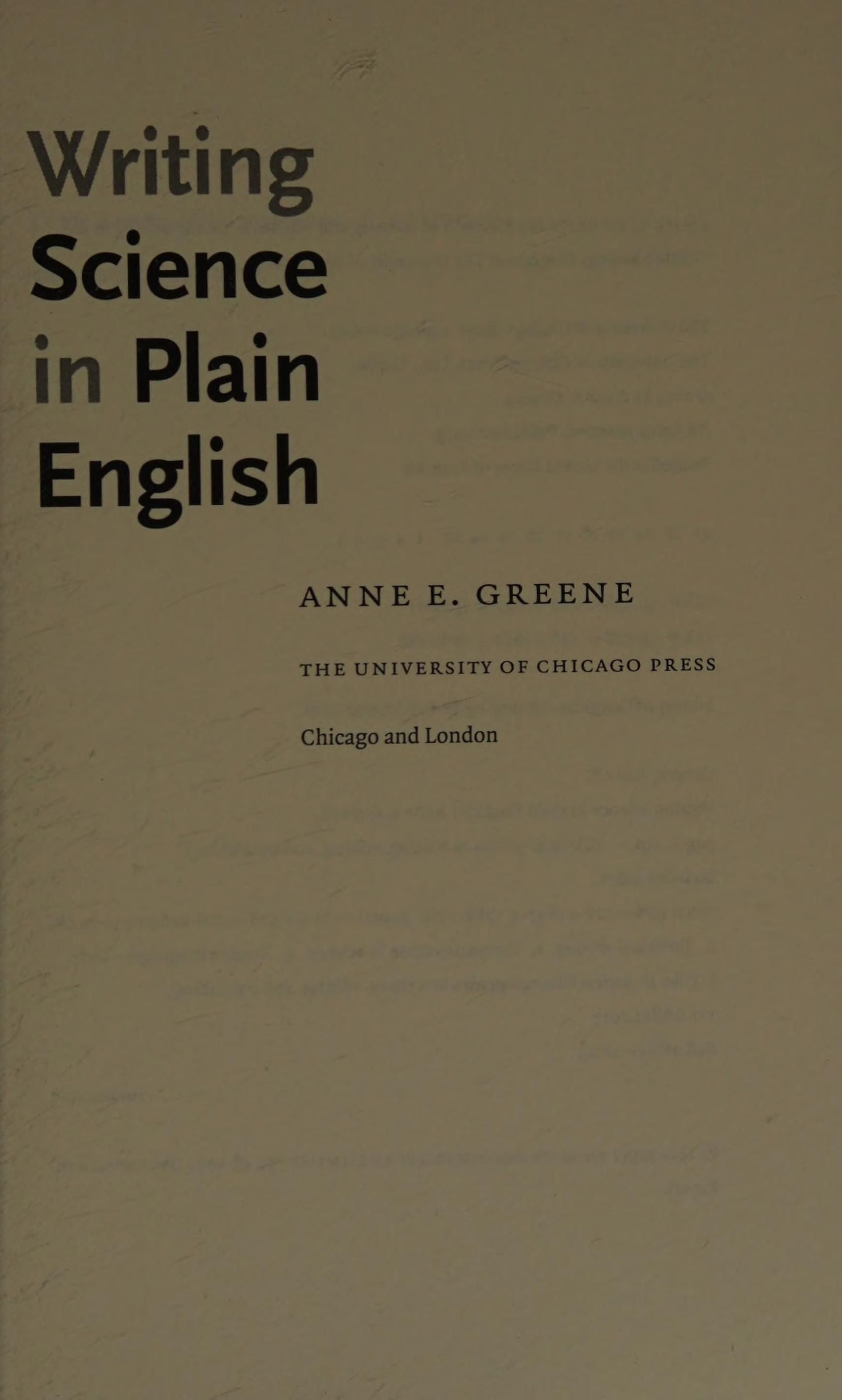 Writing Science in Plain English cover