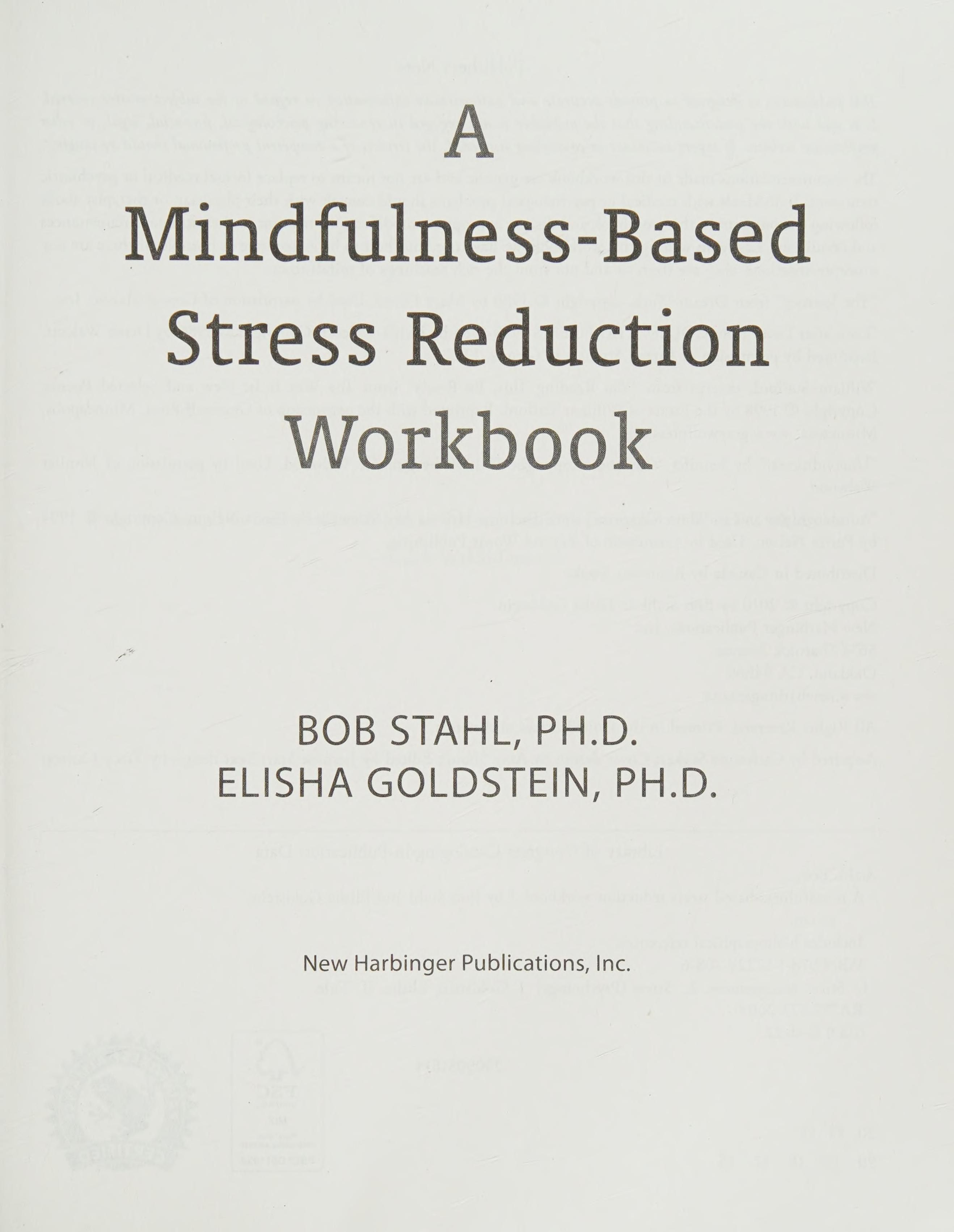 A mindfulness-based stress reduction workbook cover
