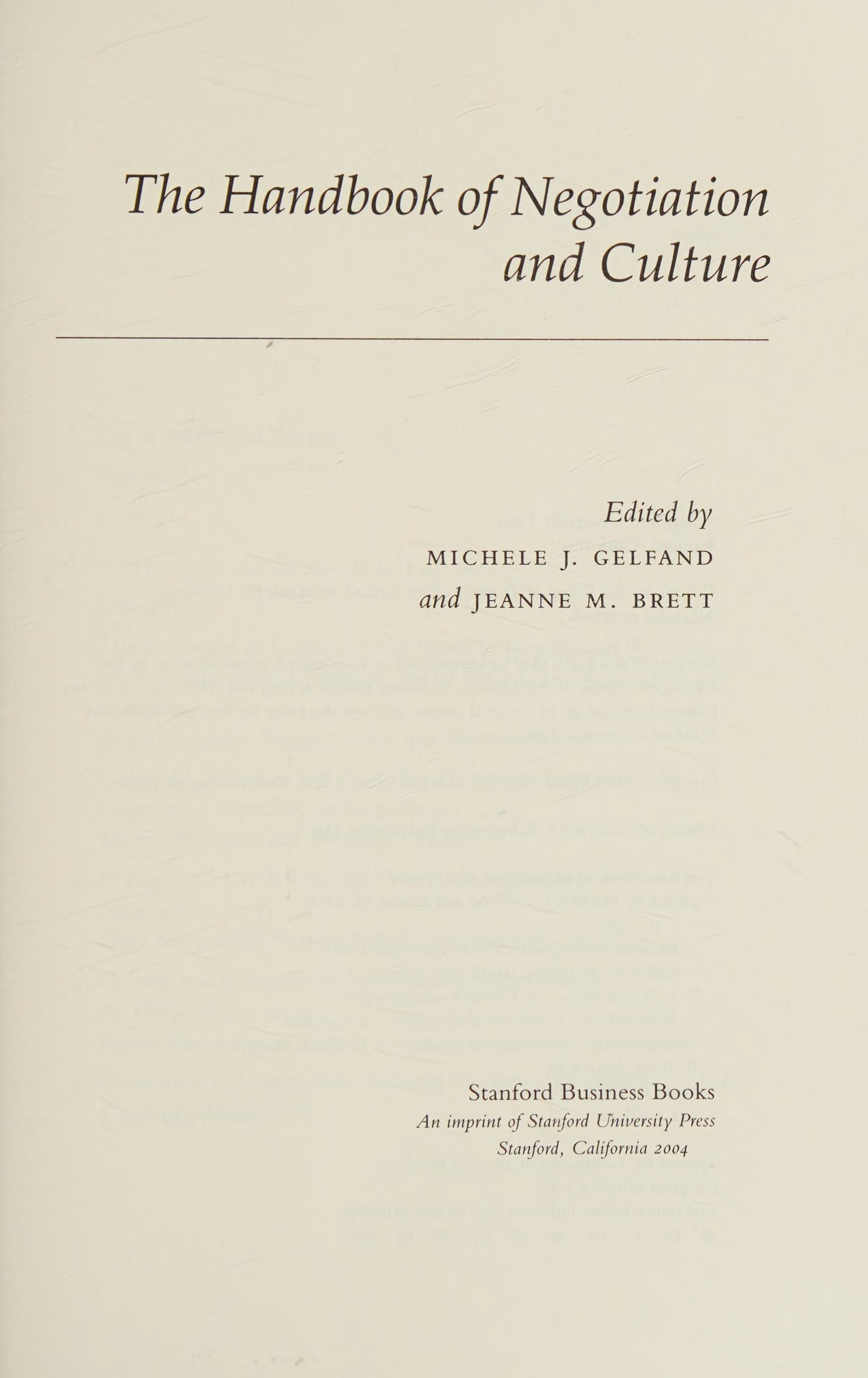 The handbook of negotiation and culture 封面
