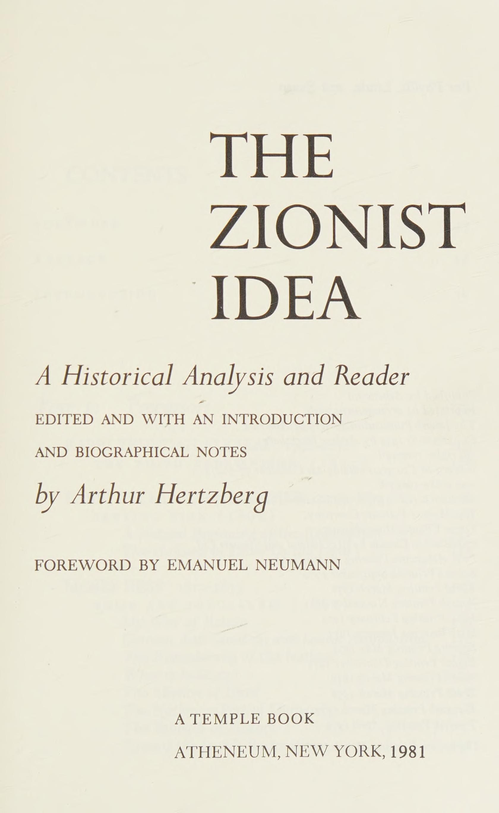 The Zionist idea cover