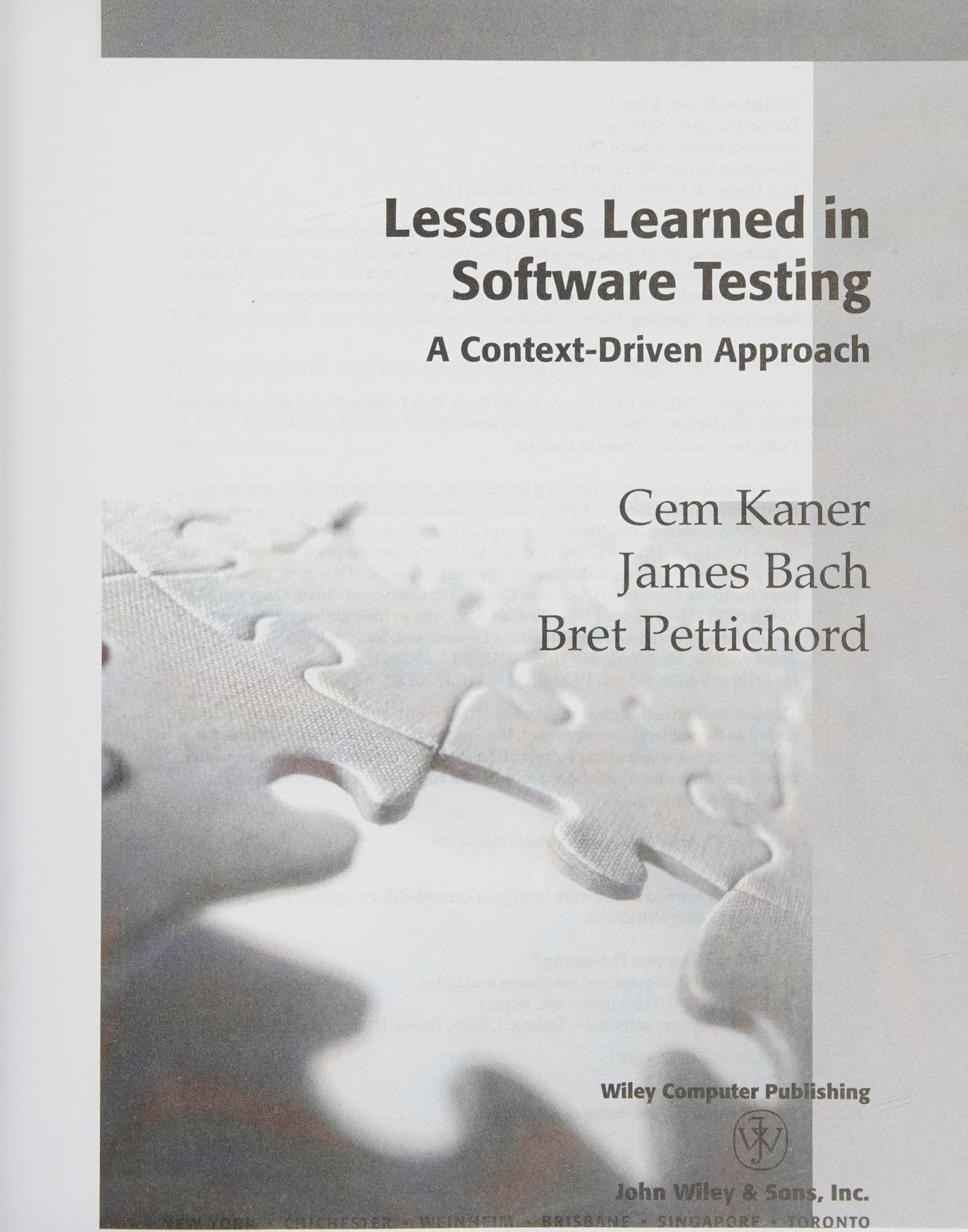 Lessons learned in software testing 封面