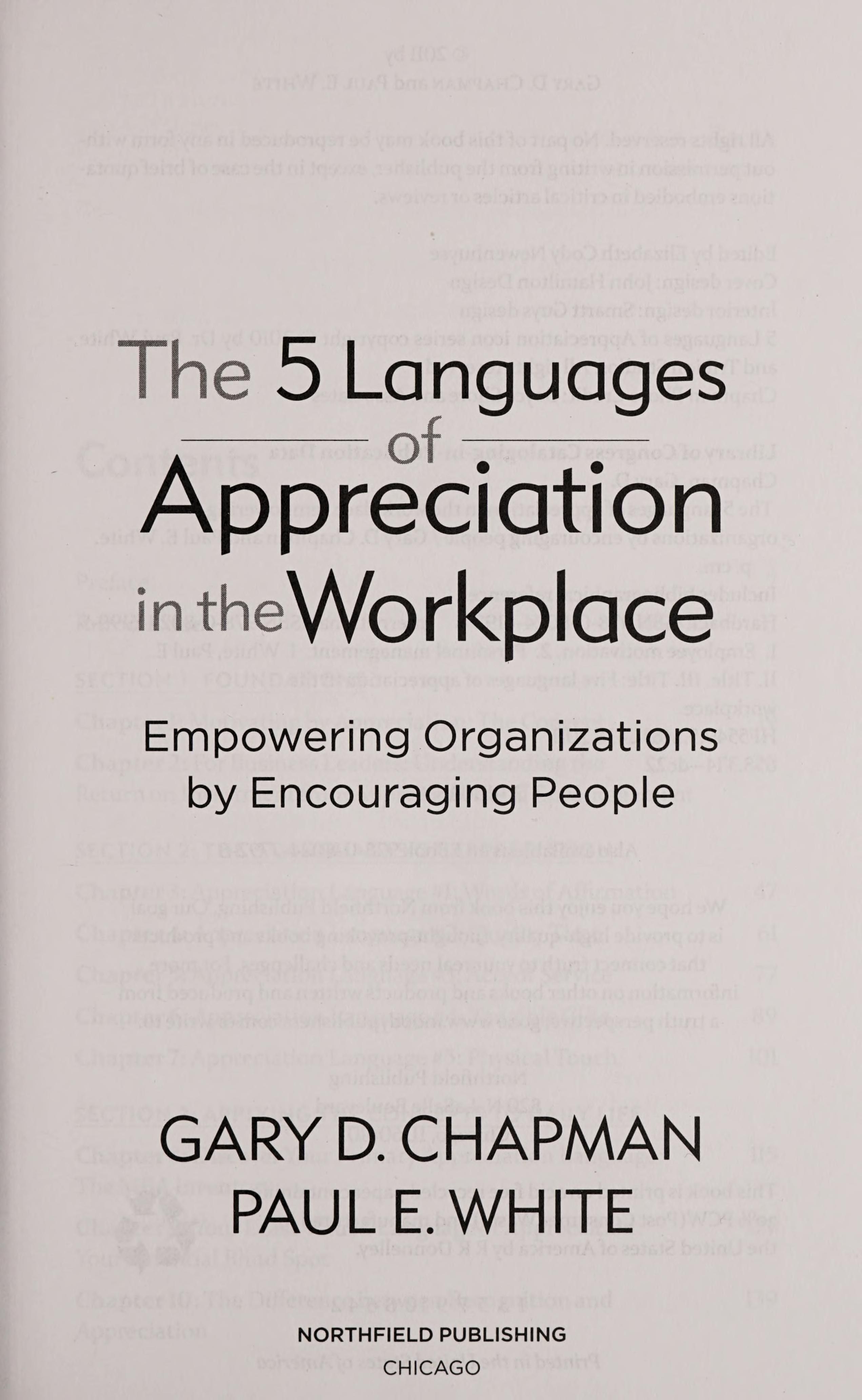 The 5 languages of appreciation in the workplace cover