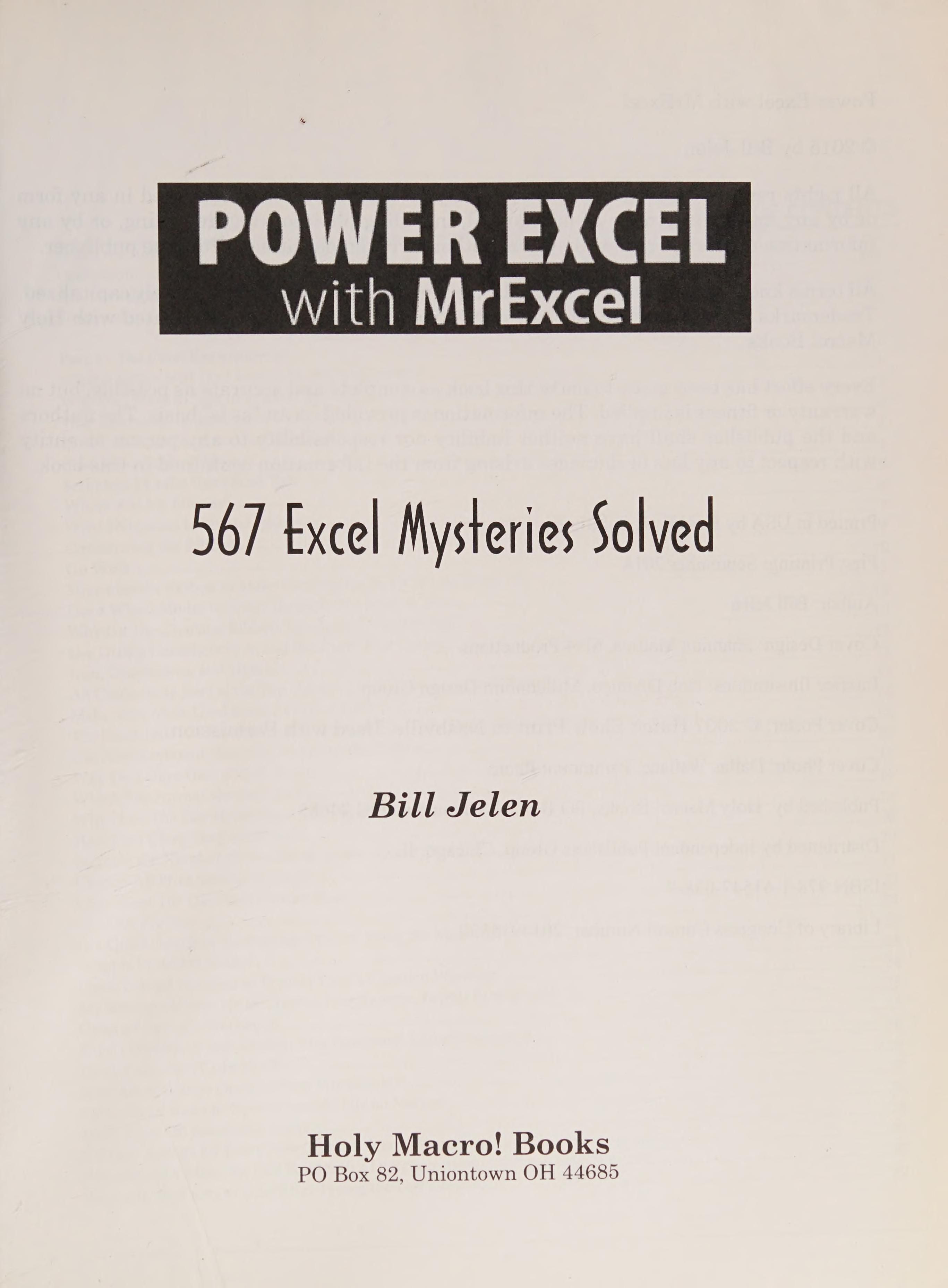 Power Excel with Mrexcel cover