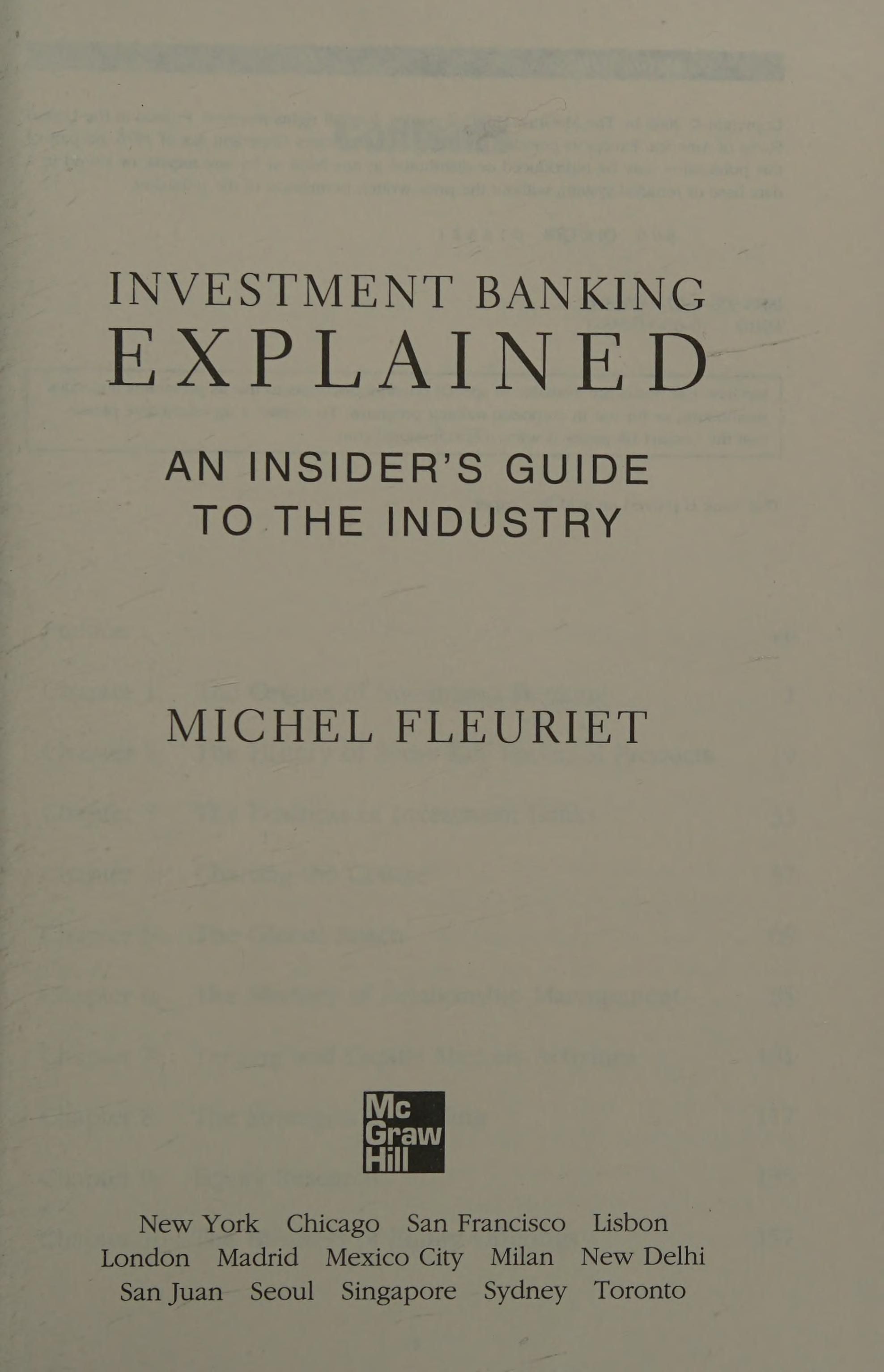 Investment banking explained cover