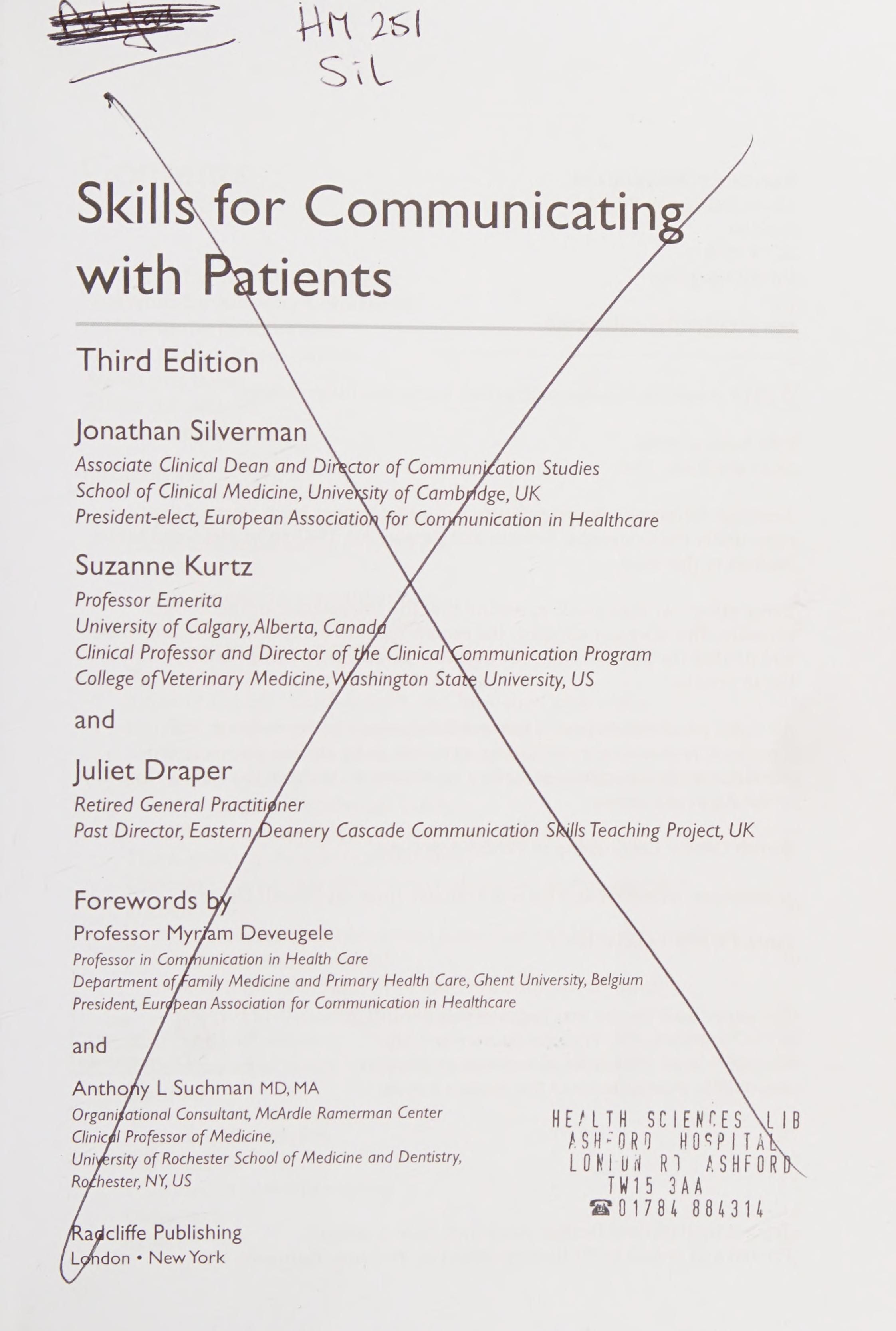 Skills for Communicating with Patients cover