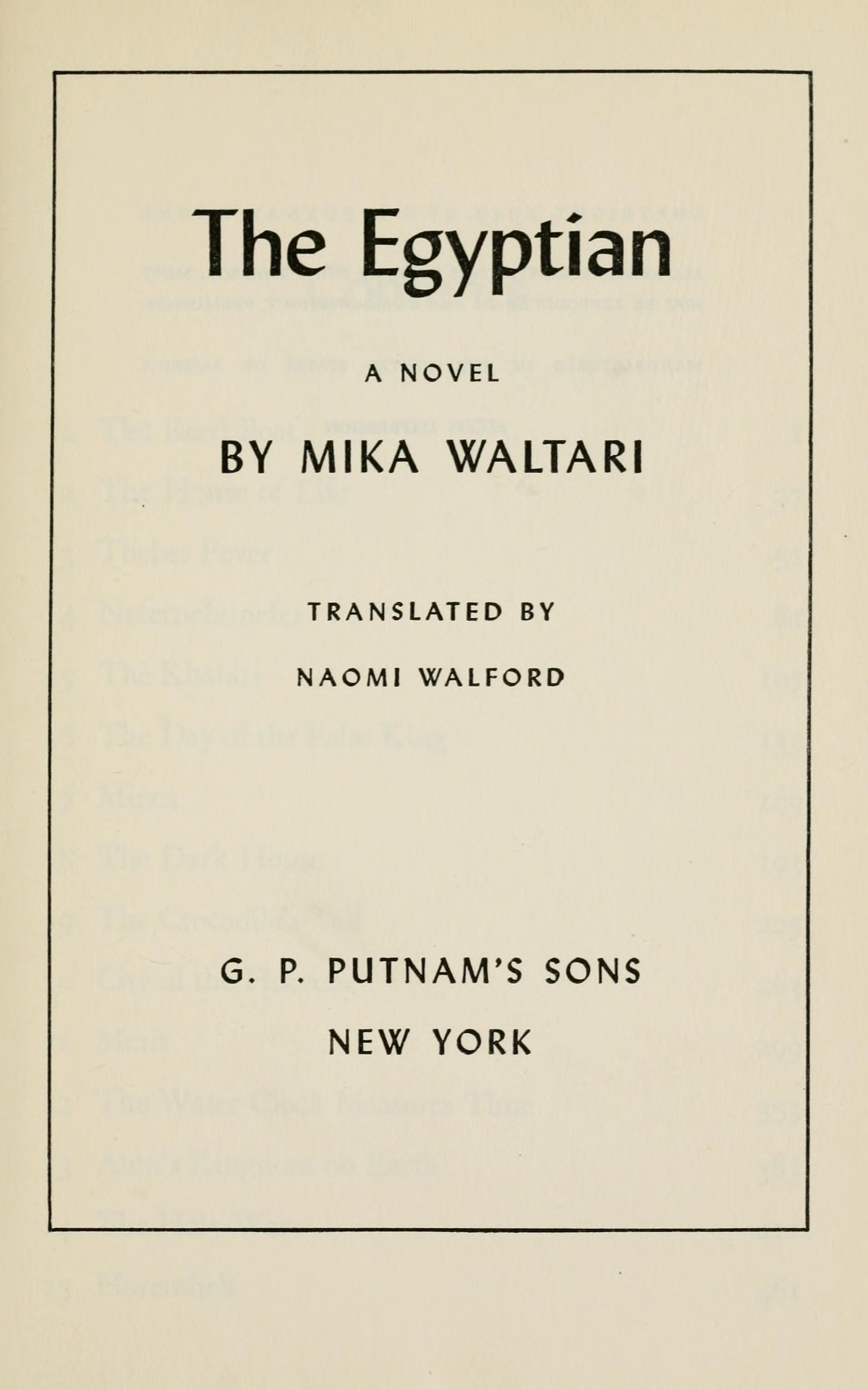 Sinuhe egyptiläinen cover