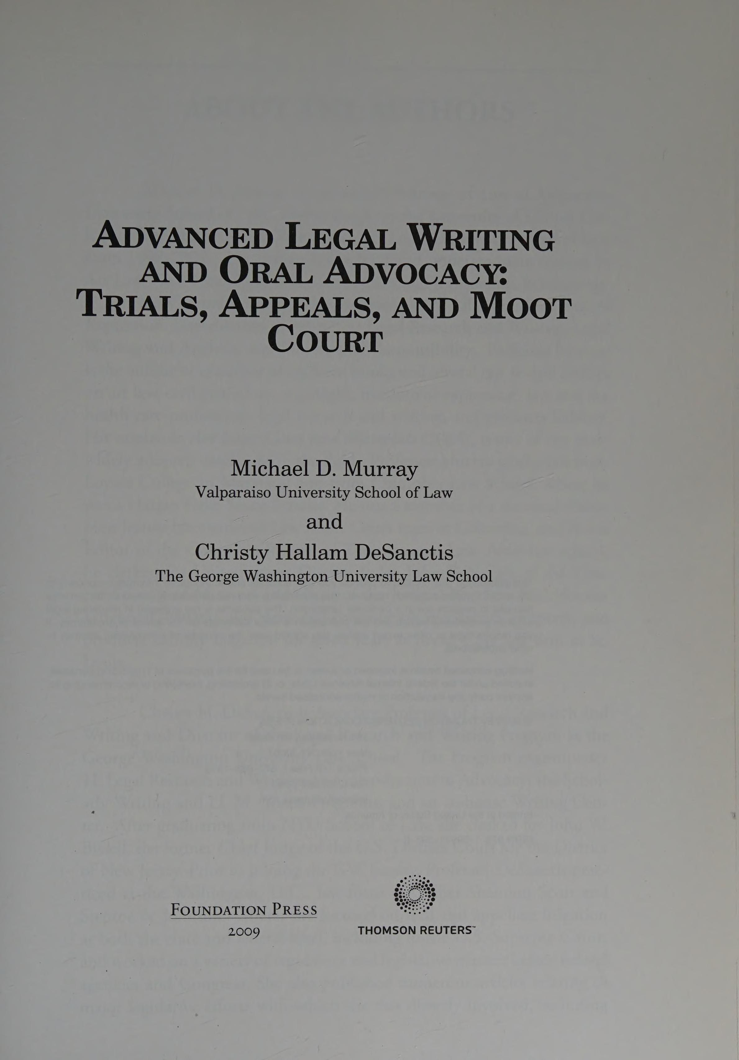 Advanced legal writing and oral advocacy 封面