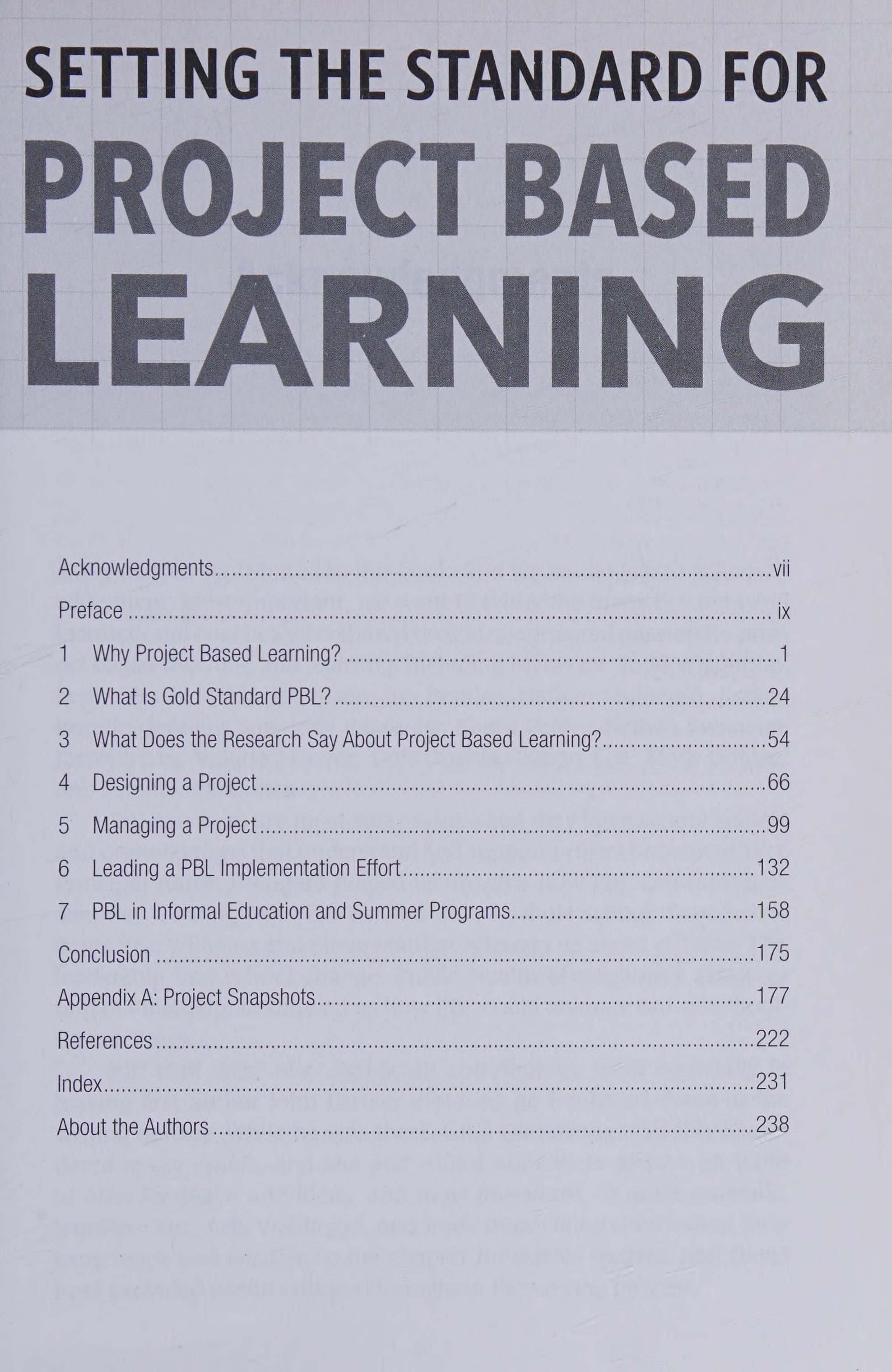 Setting the standard for project based learning cover