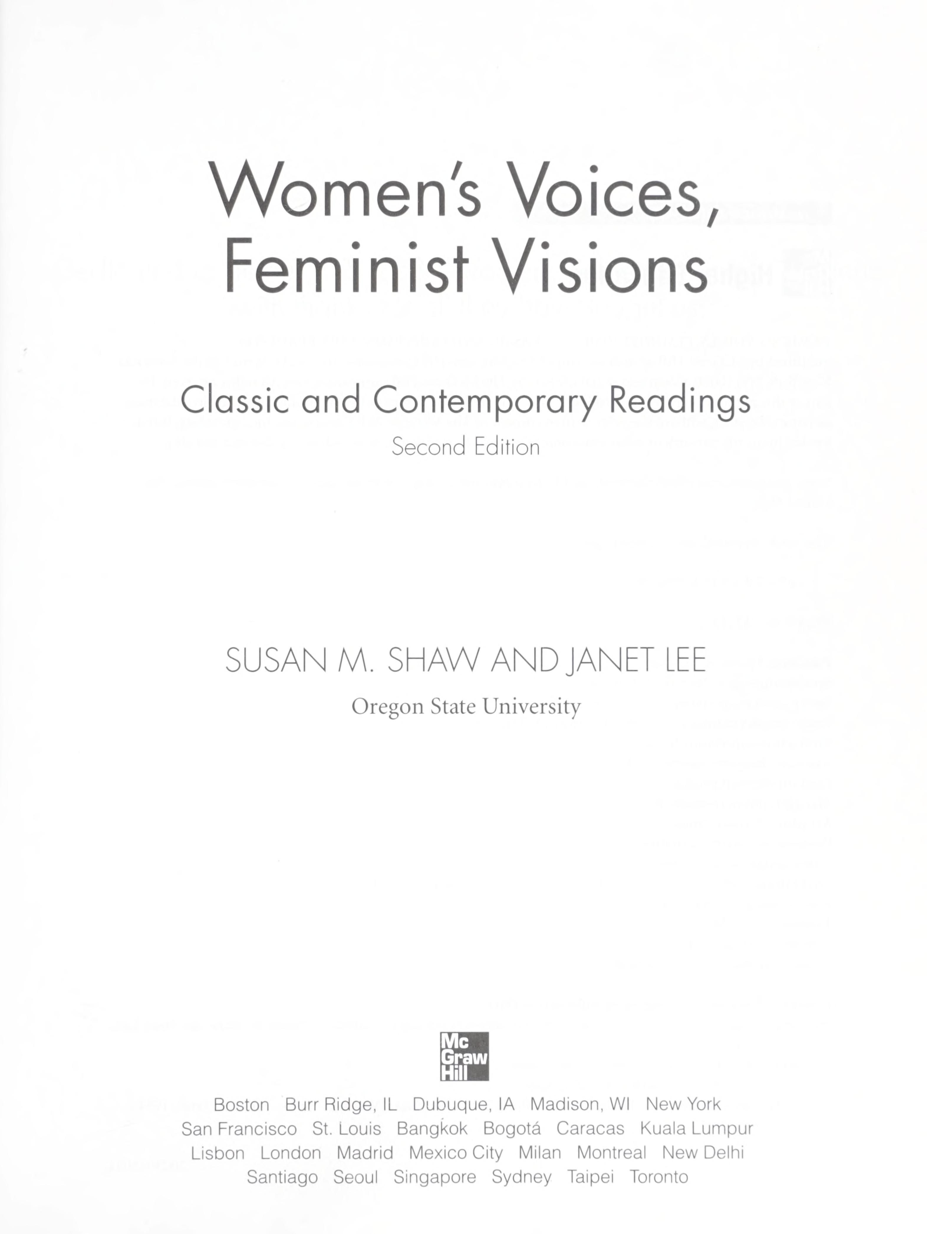 Women's voices, feminist visions : classic and contemporary readings cover