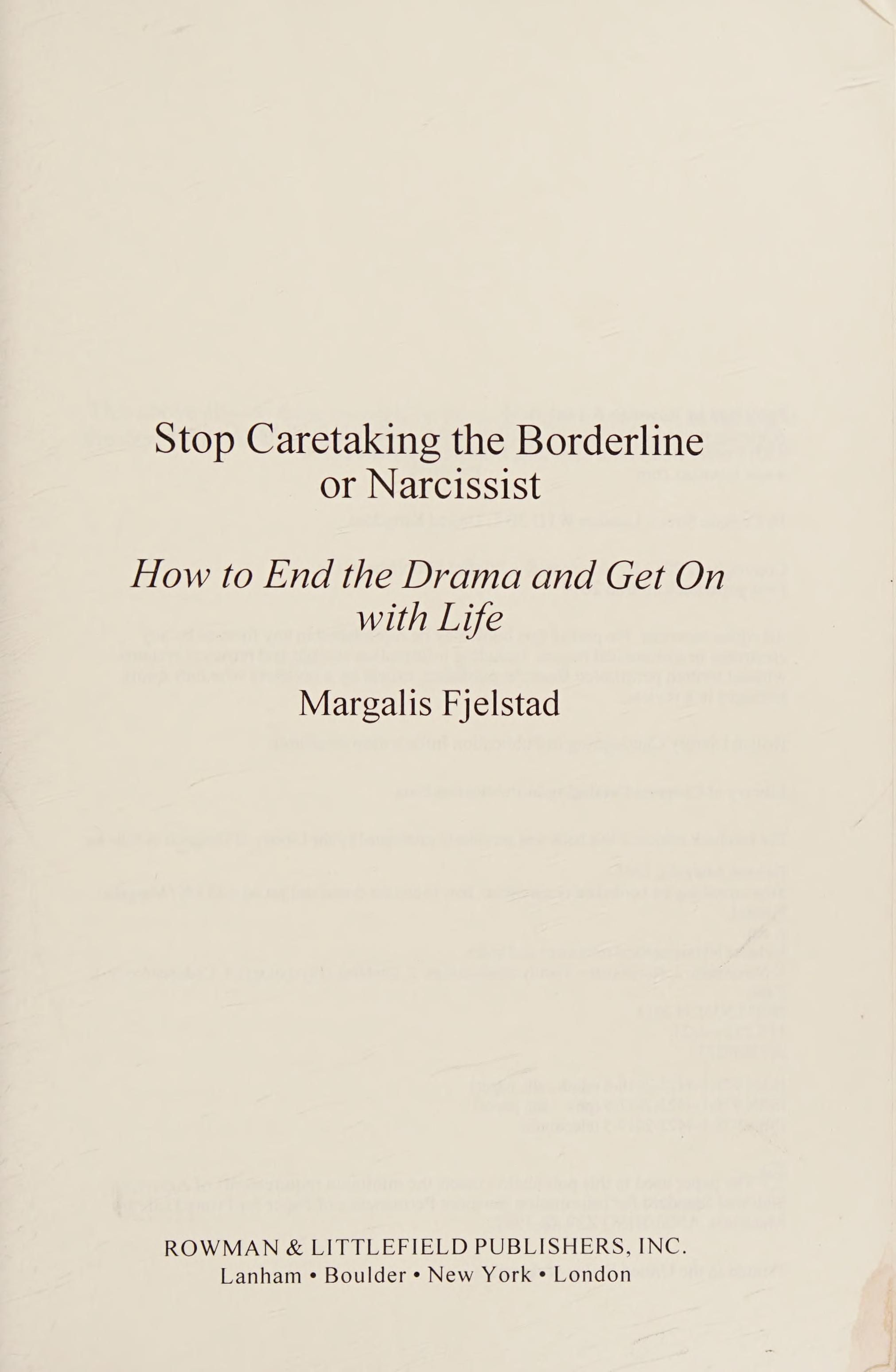 Stop Caretaking the Borderline or Narcissist cover