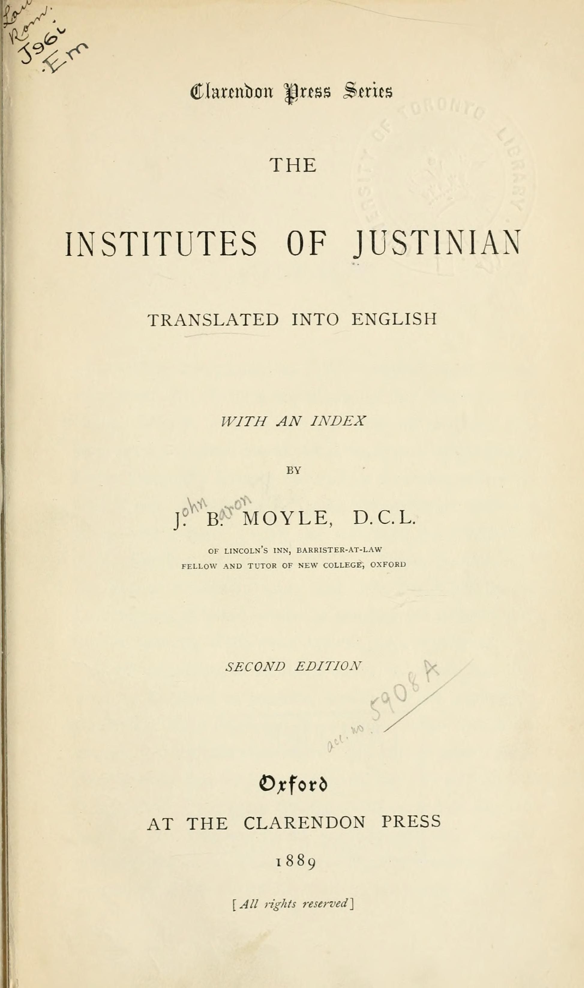 Institutiones cover