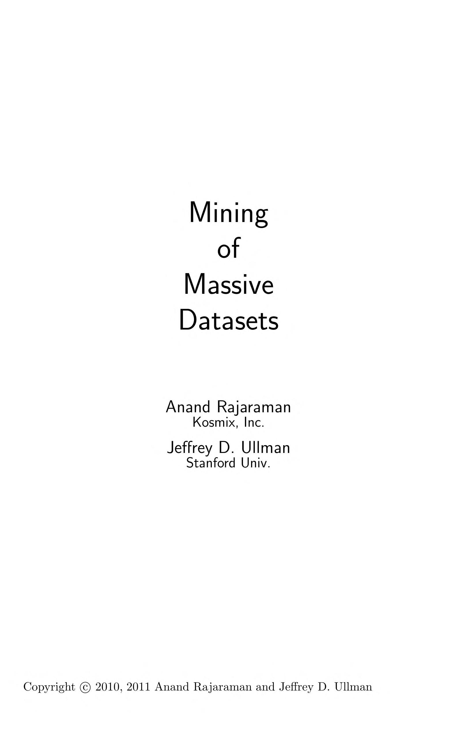 Mining of massive datasets cover