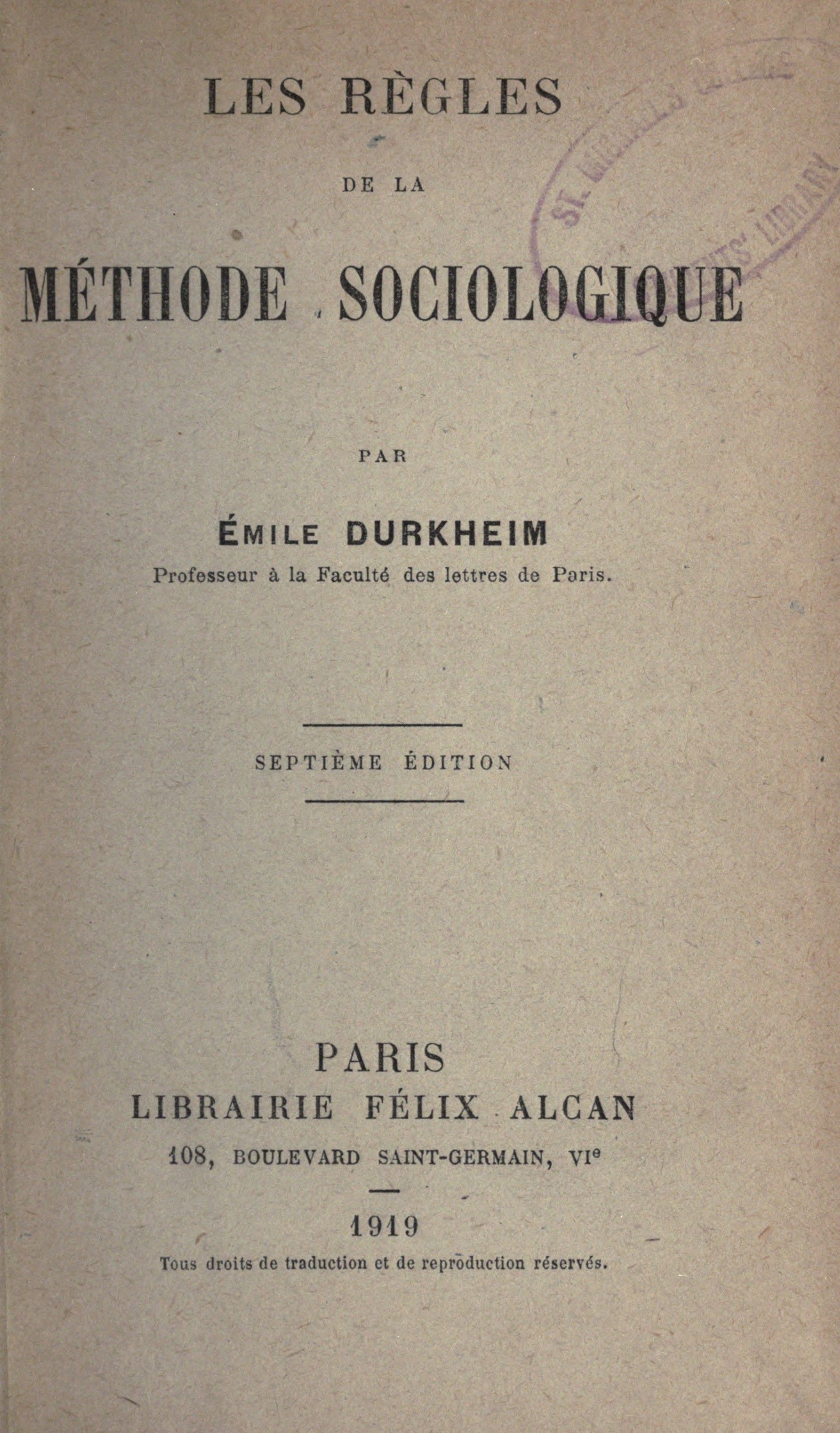 Les règles de la méthode sociologique cover