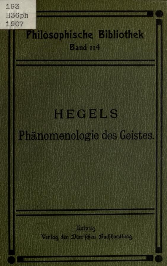 Phänomenologie des Geistes cover