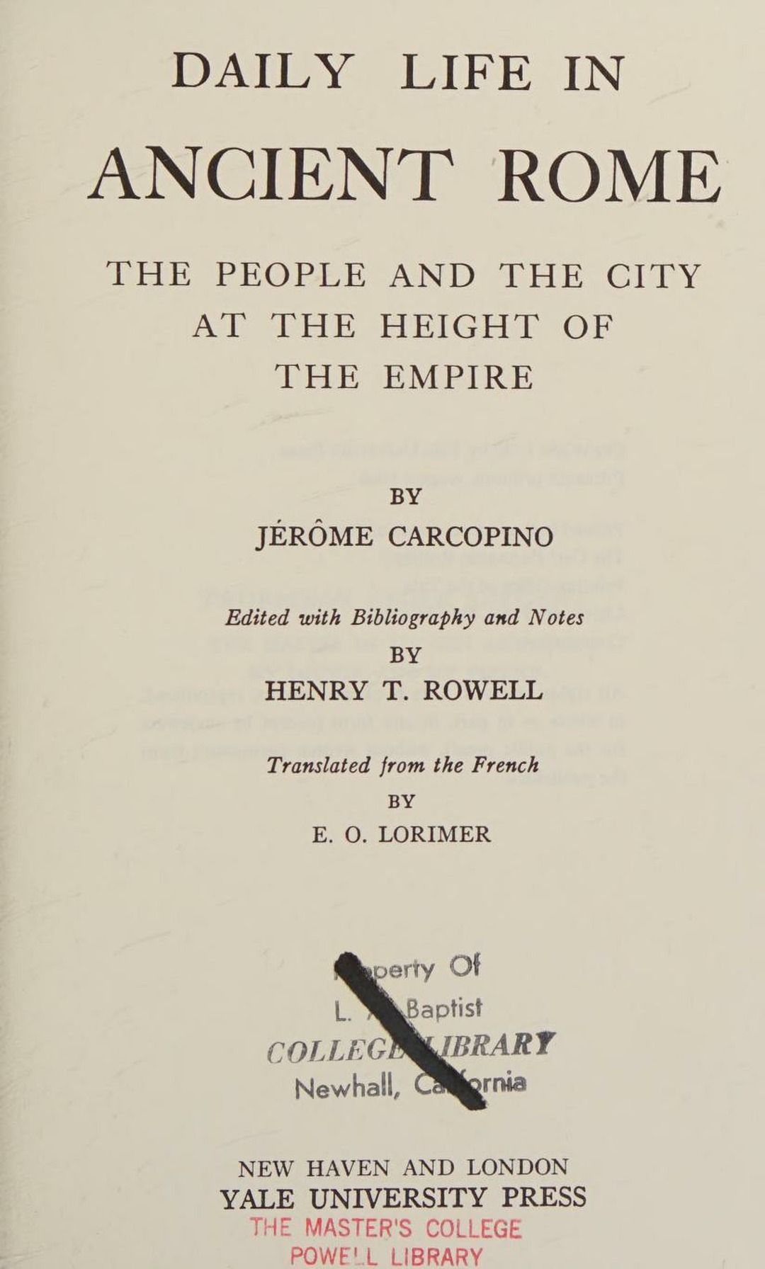 Daily Life in Ancient Rome cover
