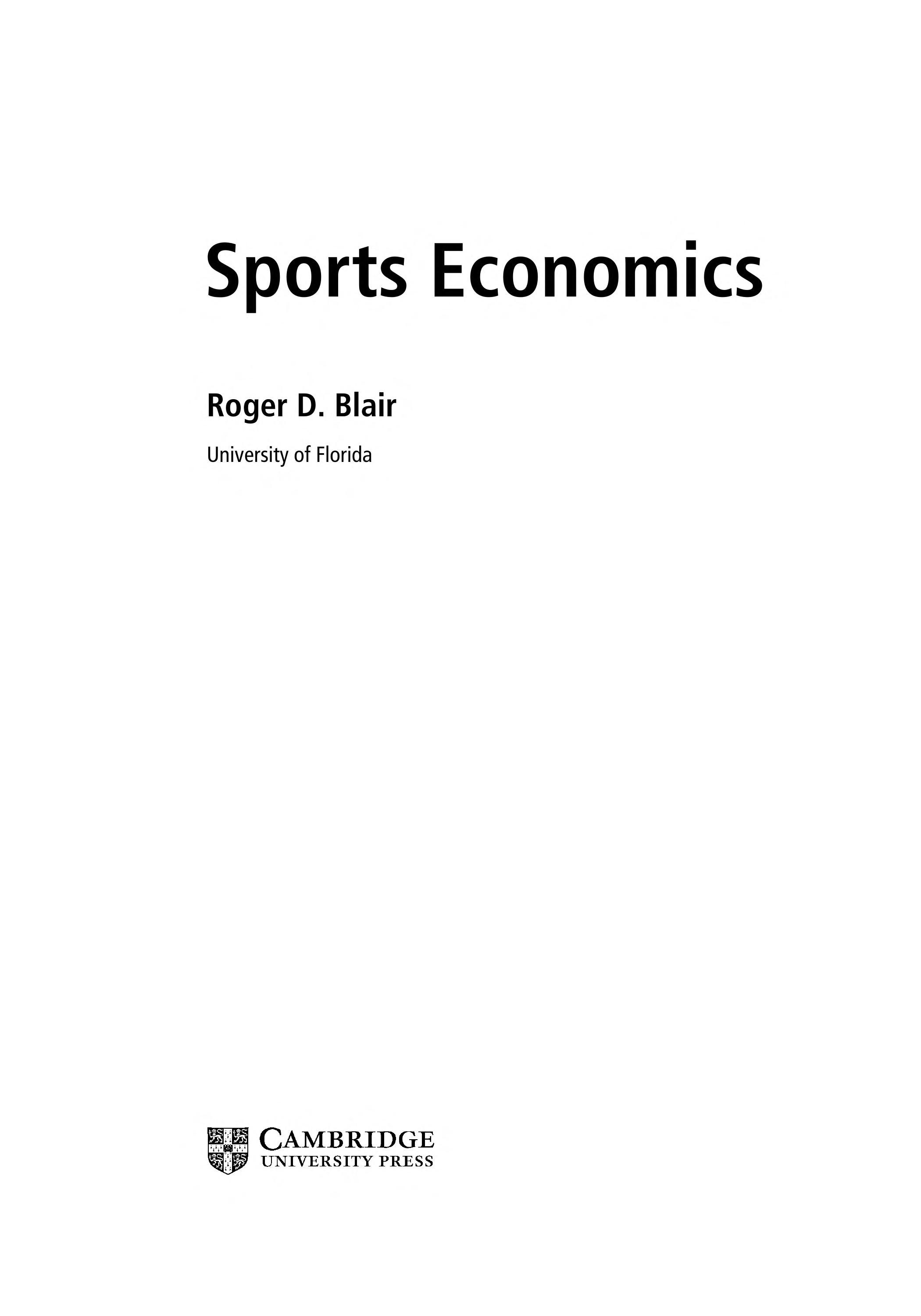 Sports economics cover