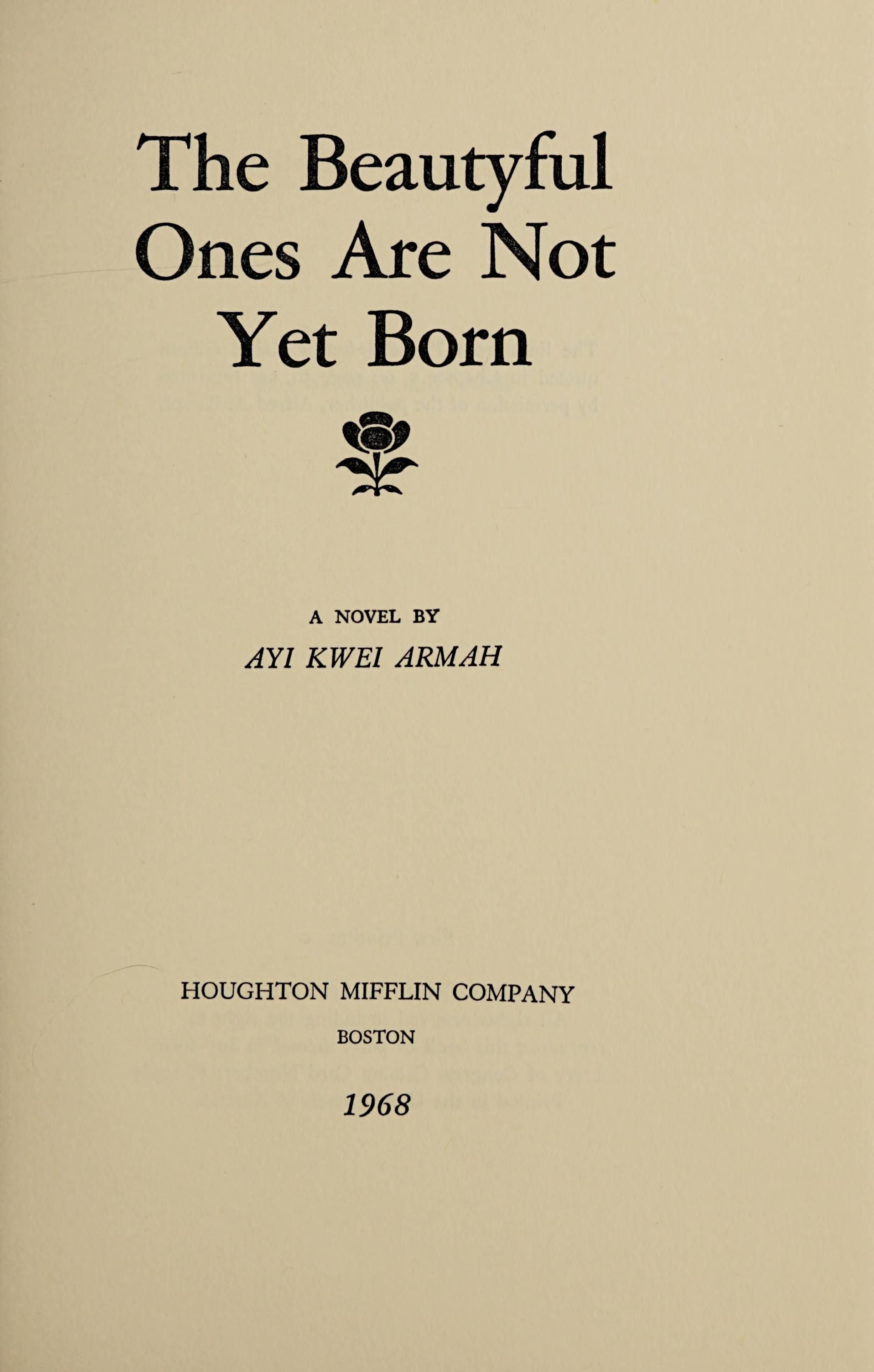 The beautyful ones are not yet born cover