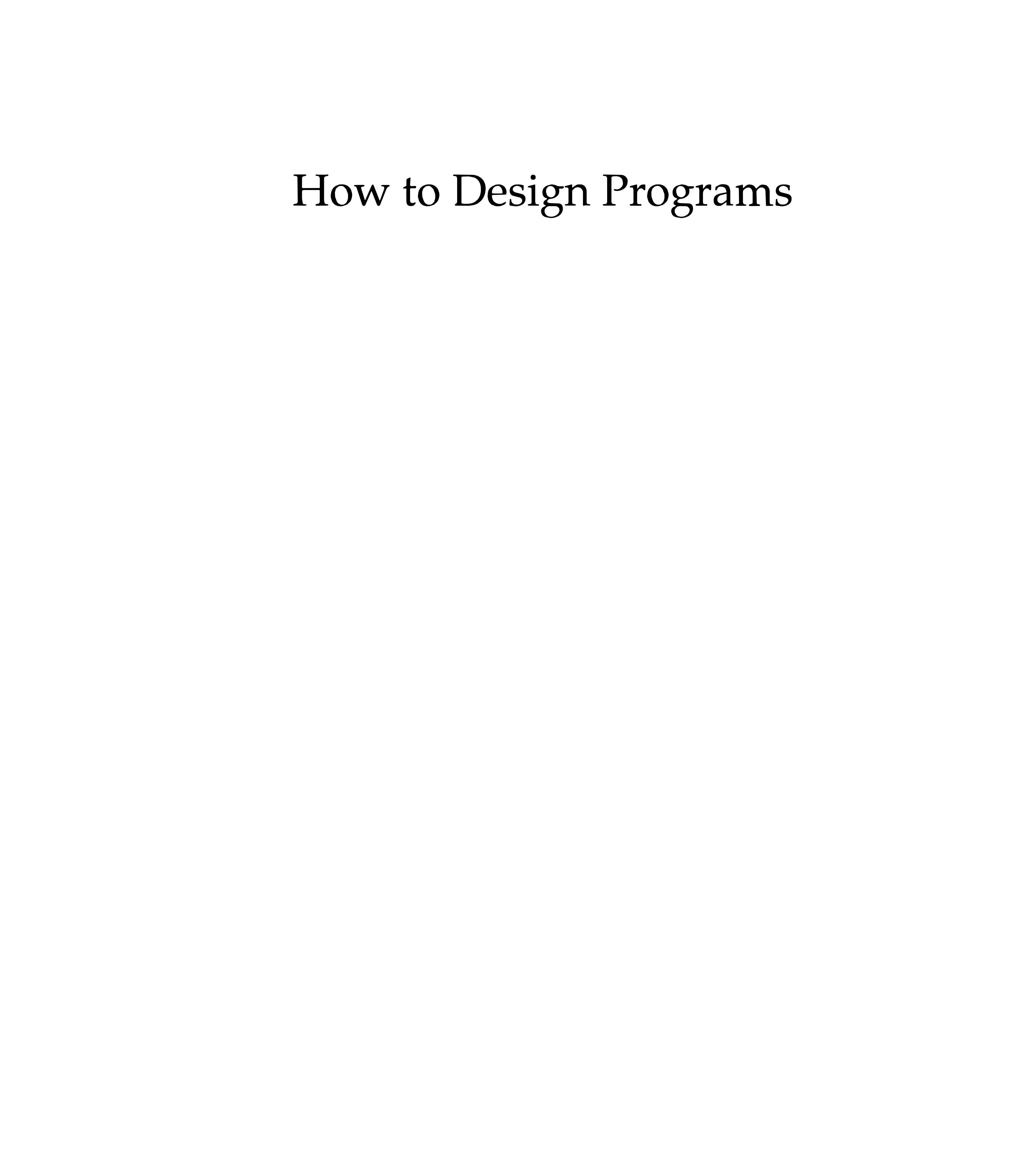 How to Design Programs cover