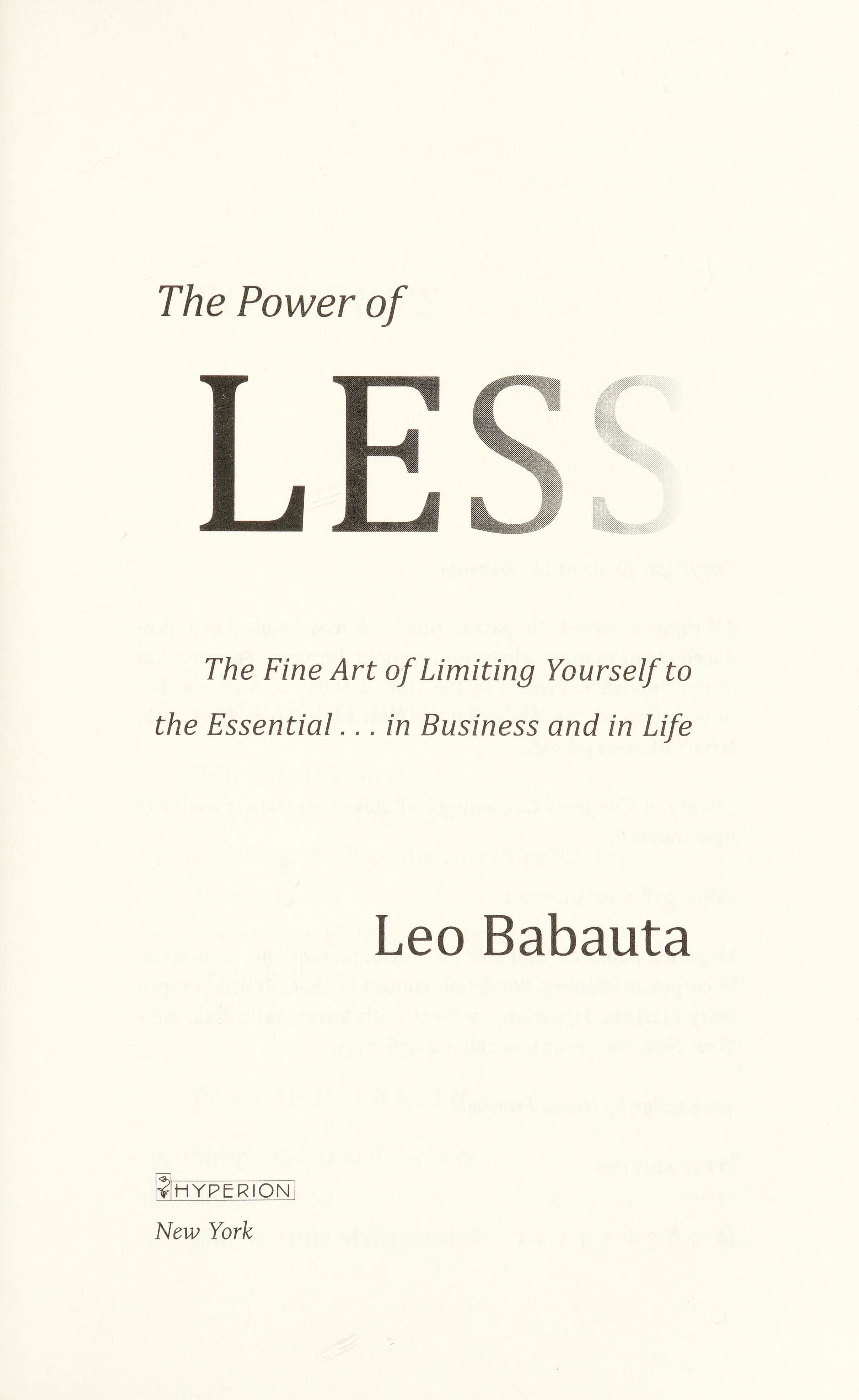 The power of less cover