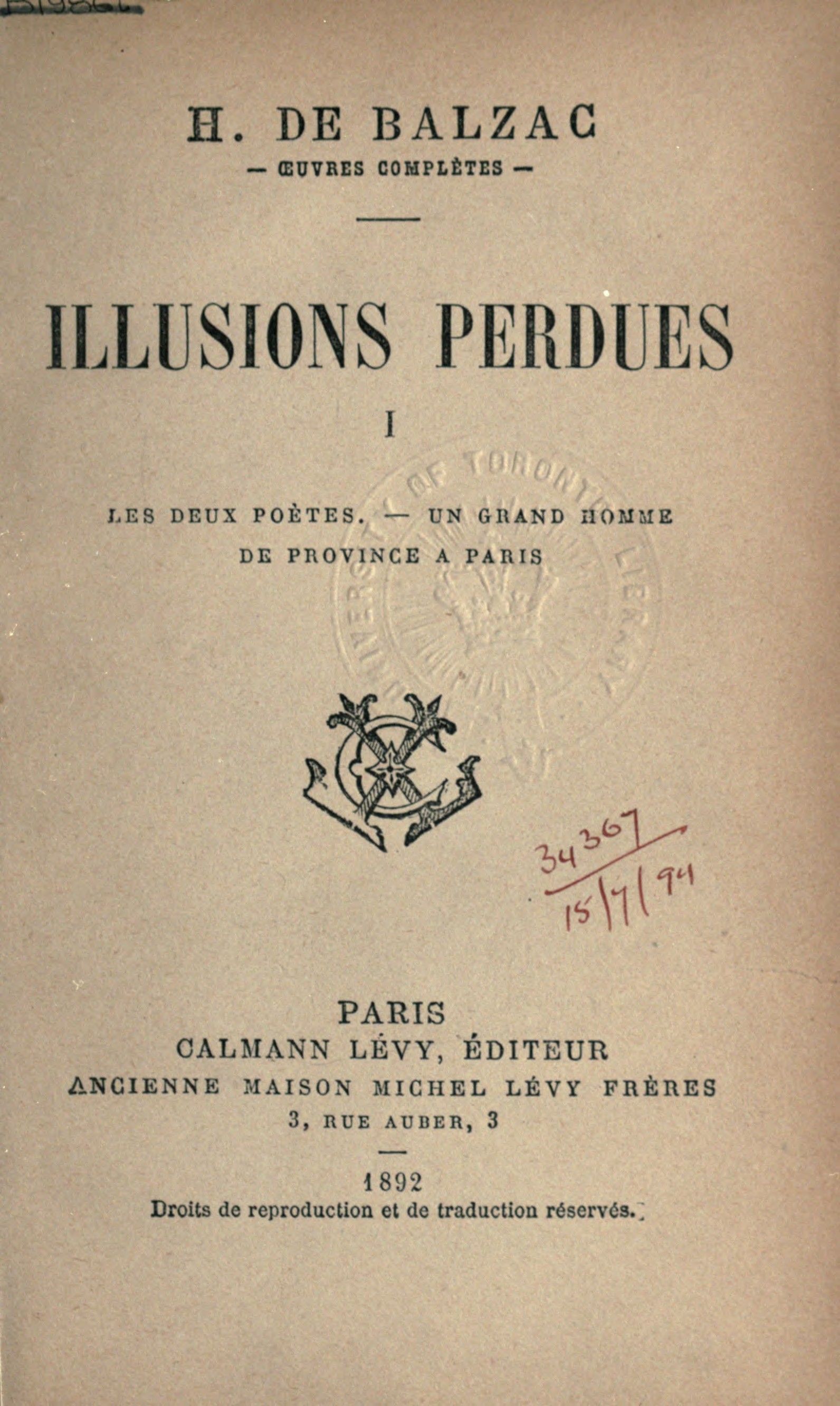 Illusions perdues cover