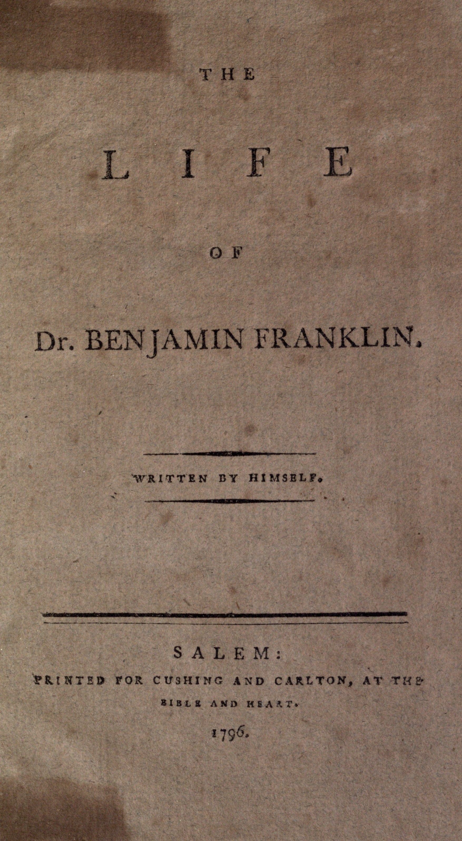 The Autobiography of Benjamin Franklin cover