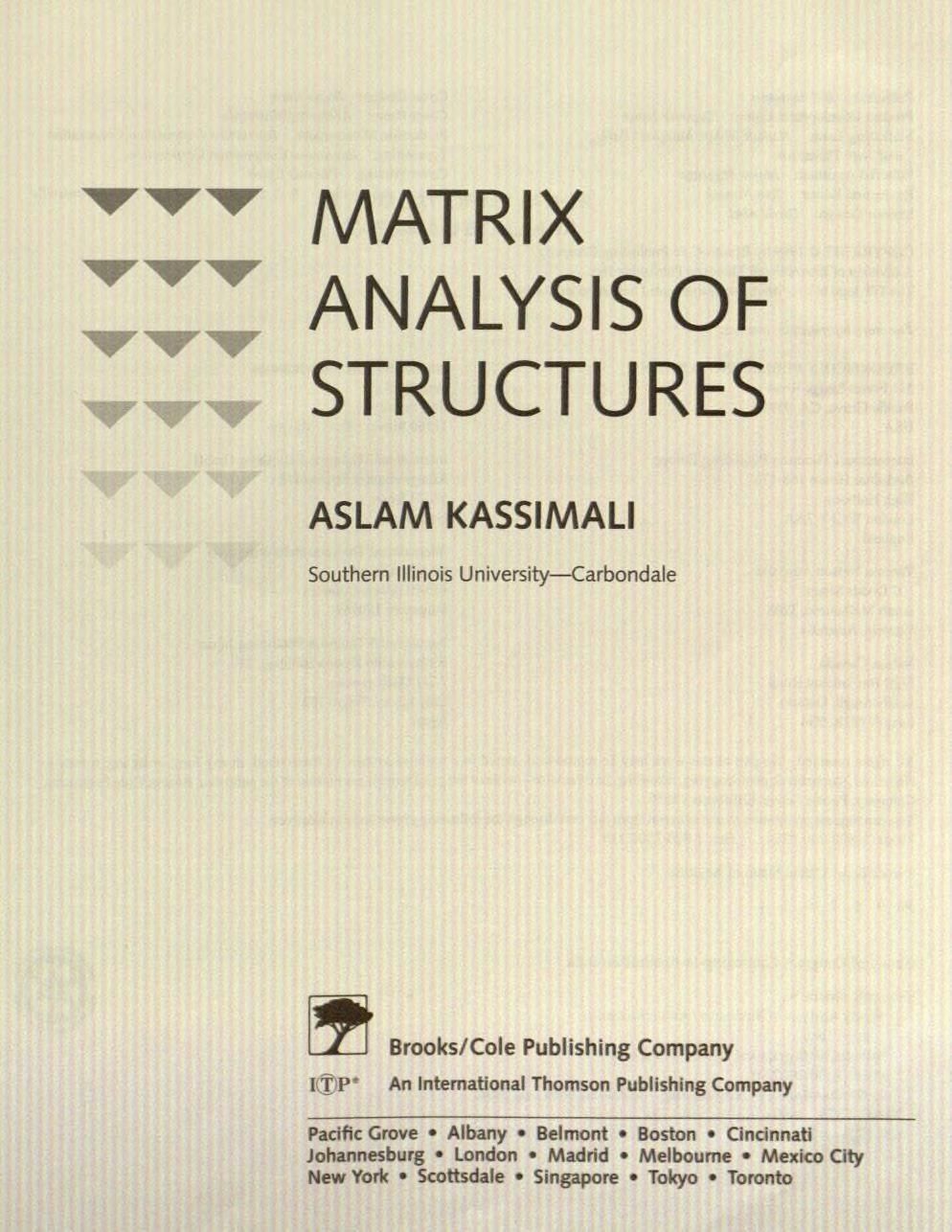 Matrix Analysis of Structures cover