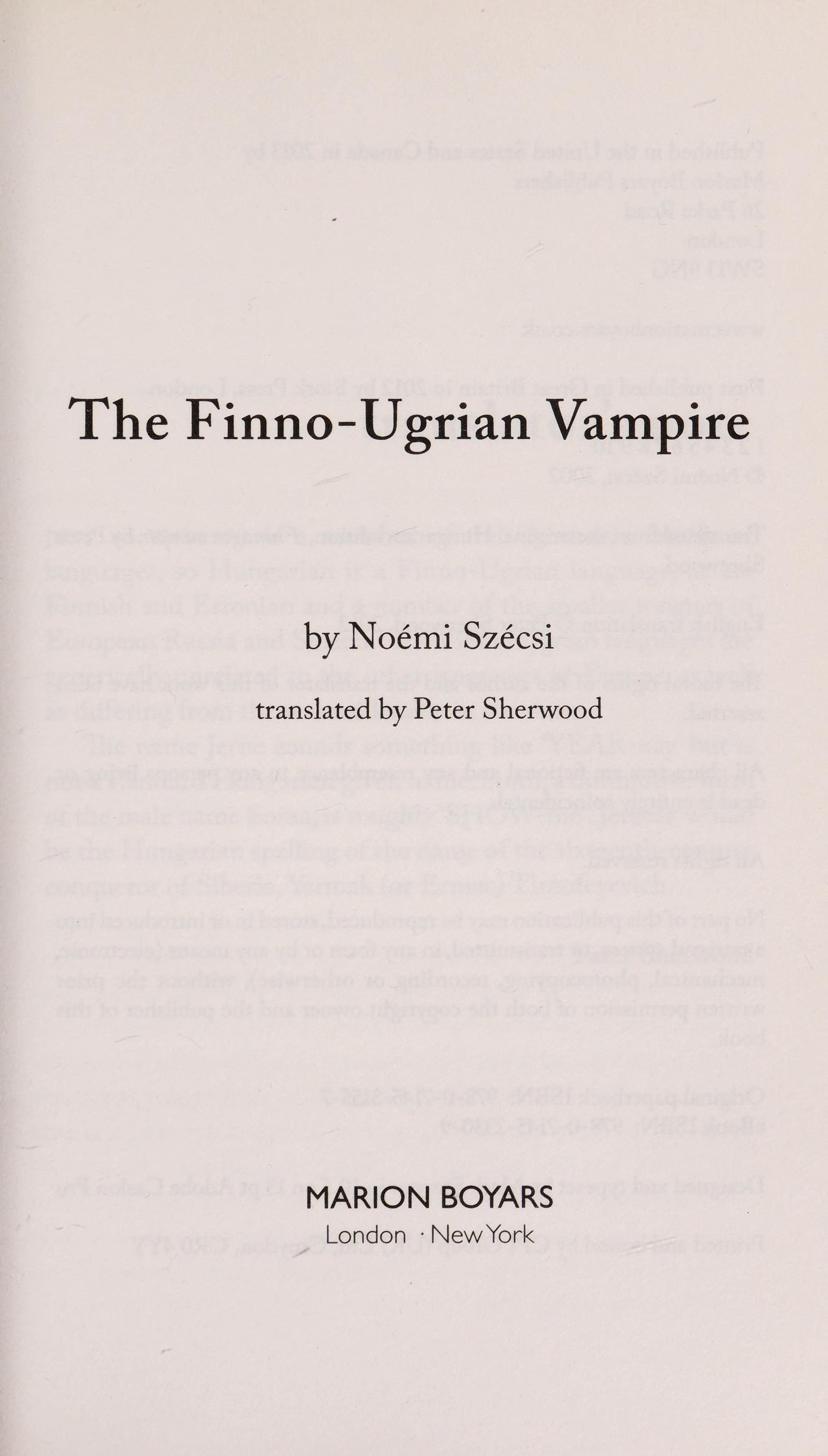 The Finno-Ugrian vampire 封面
