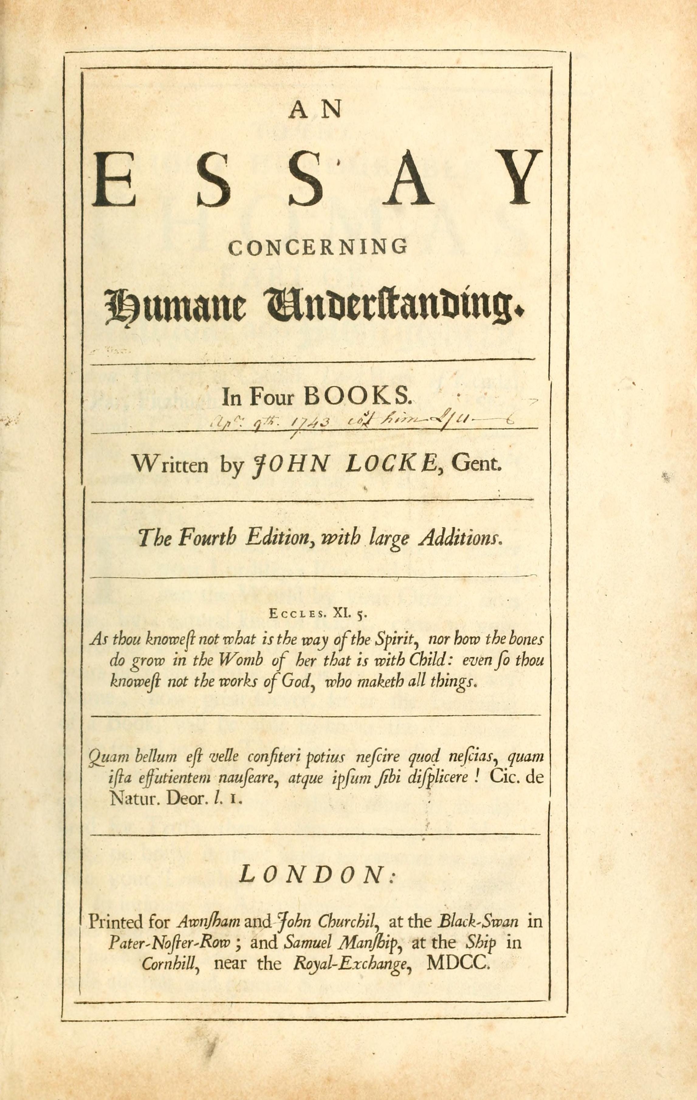 Essay concerning human understanding cover