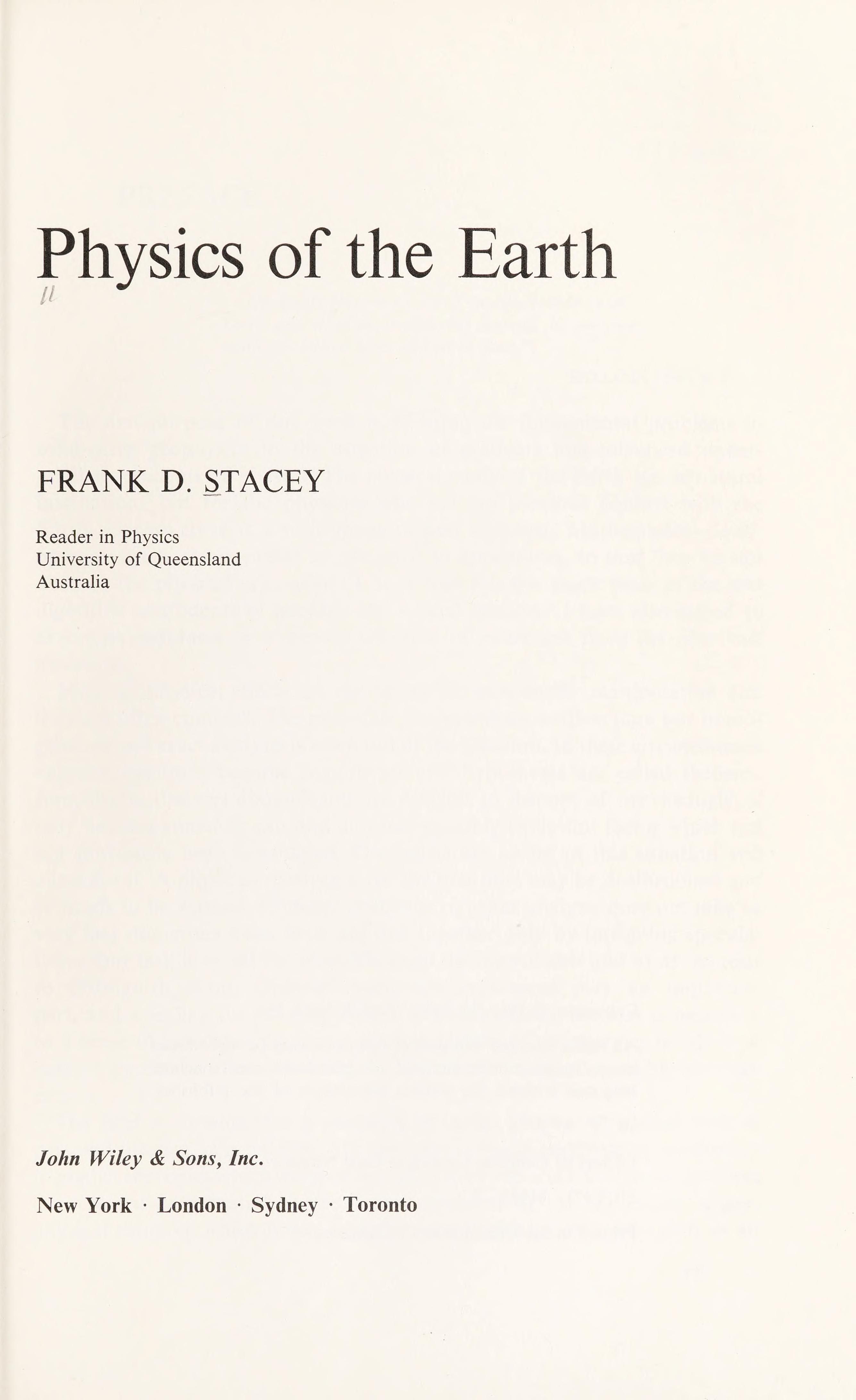Physics of the earth cover