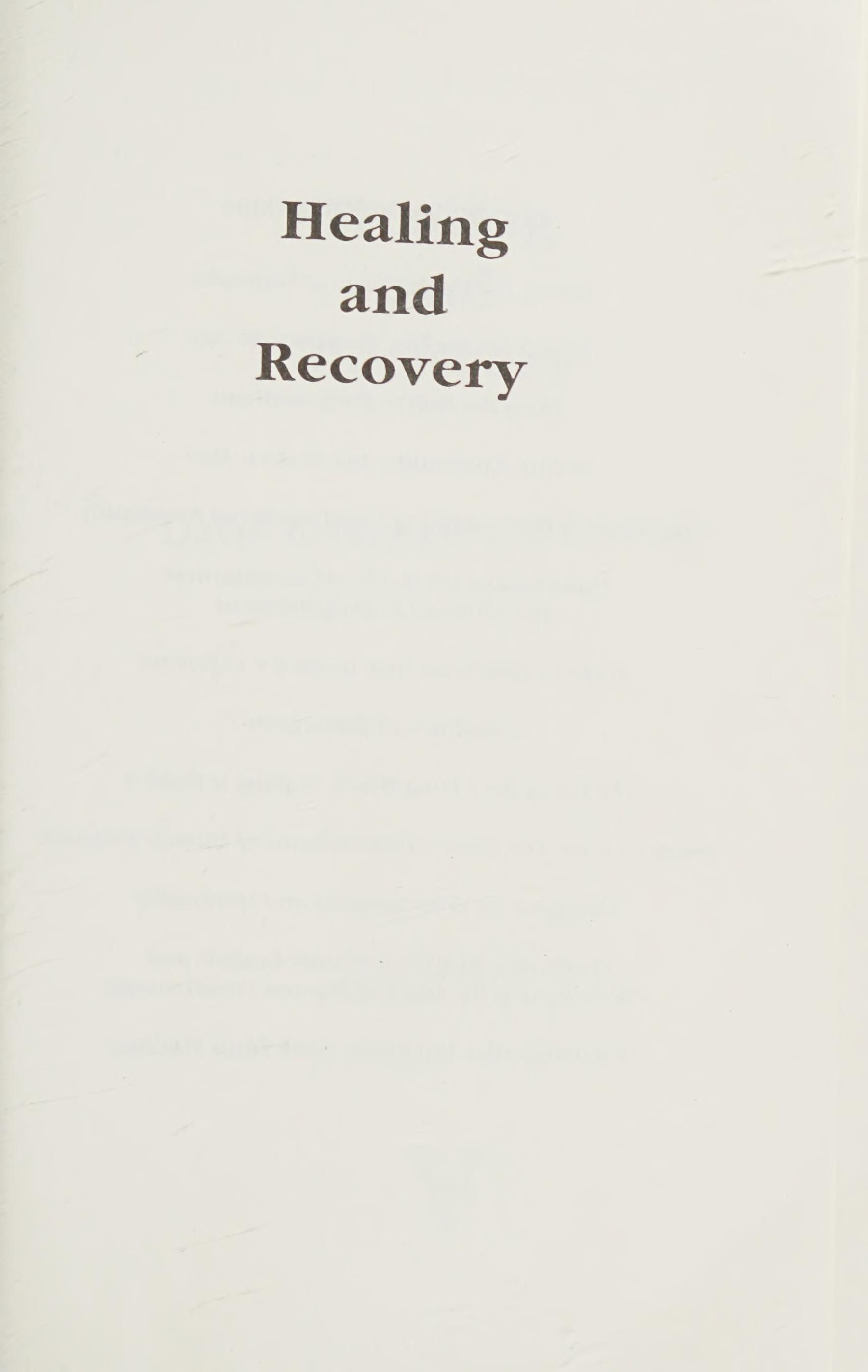 Healing and recovery cover