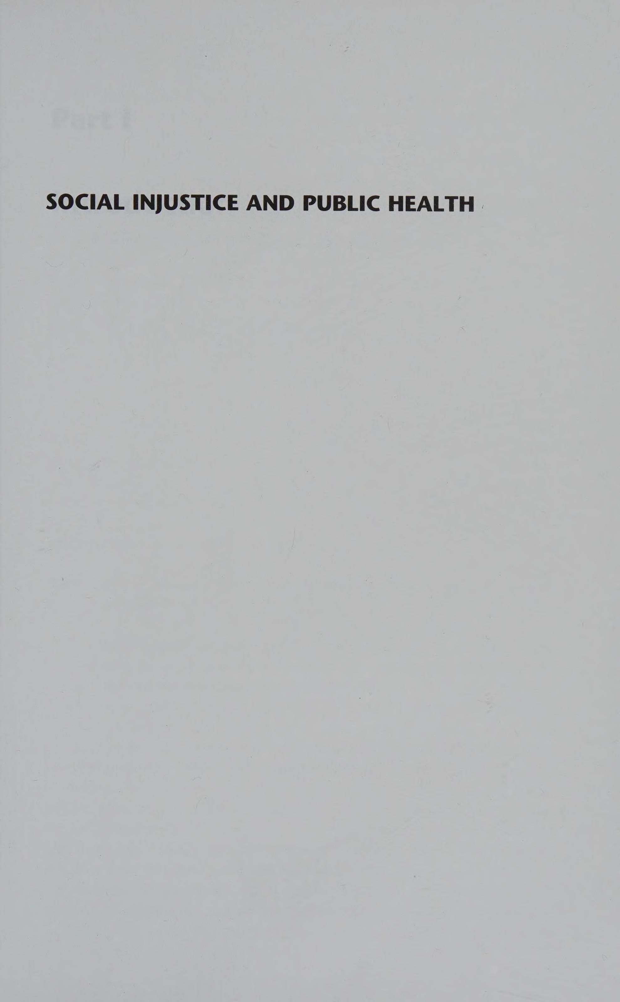 Social injustice and public health cover