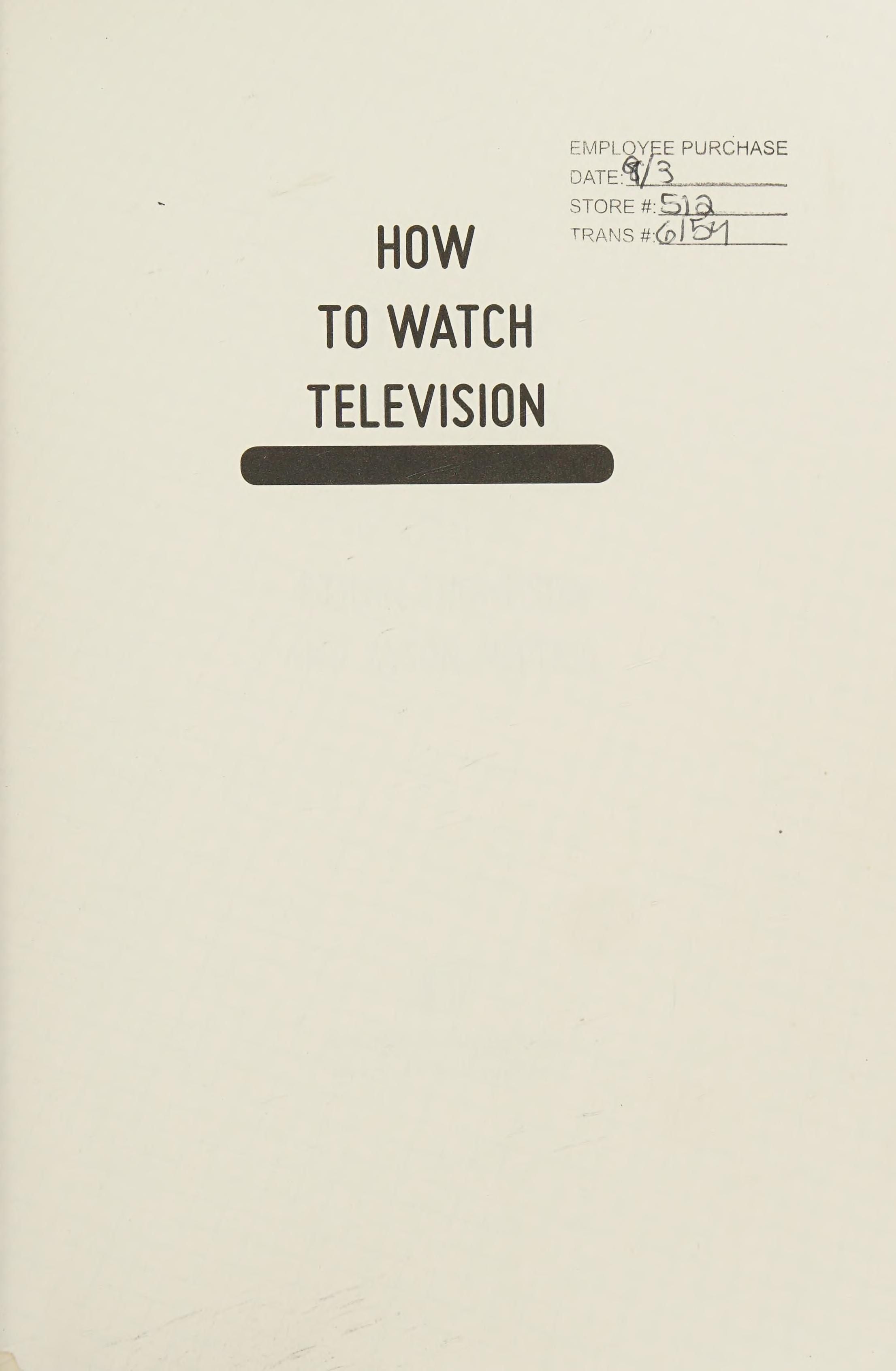How to Watch Television cover