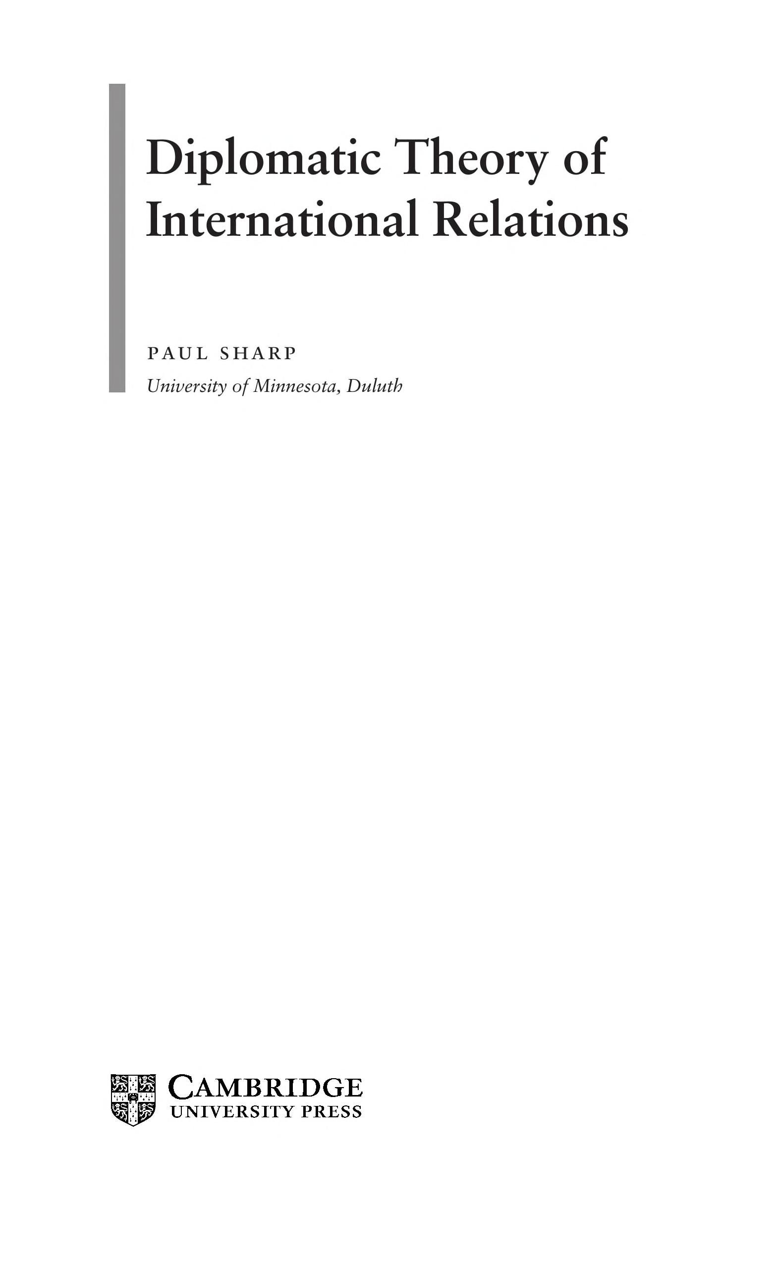 Diplomatic theory of international relations cover