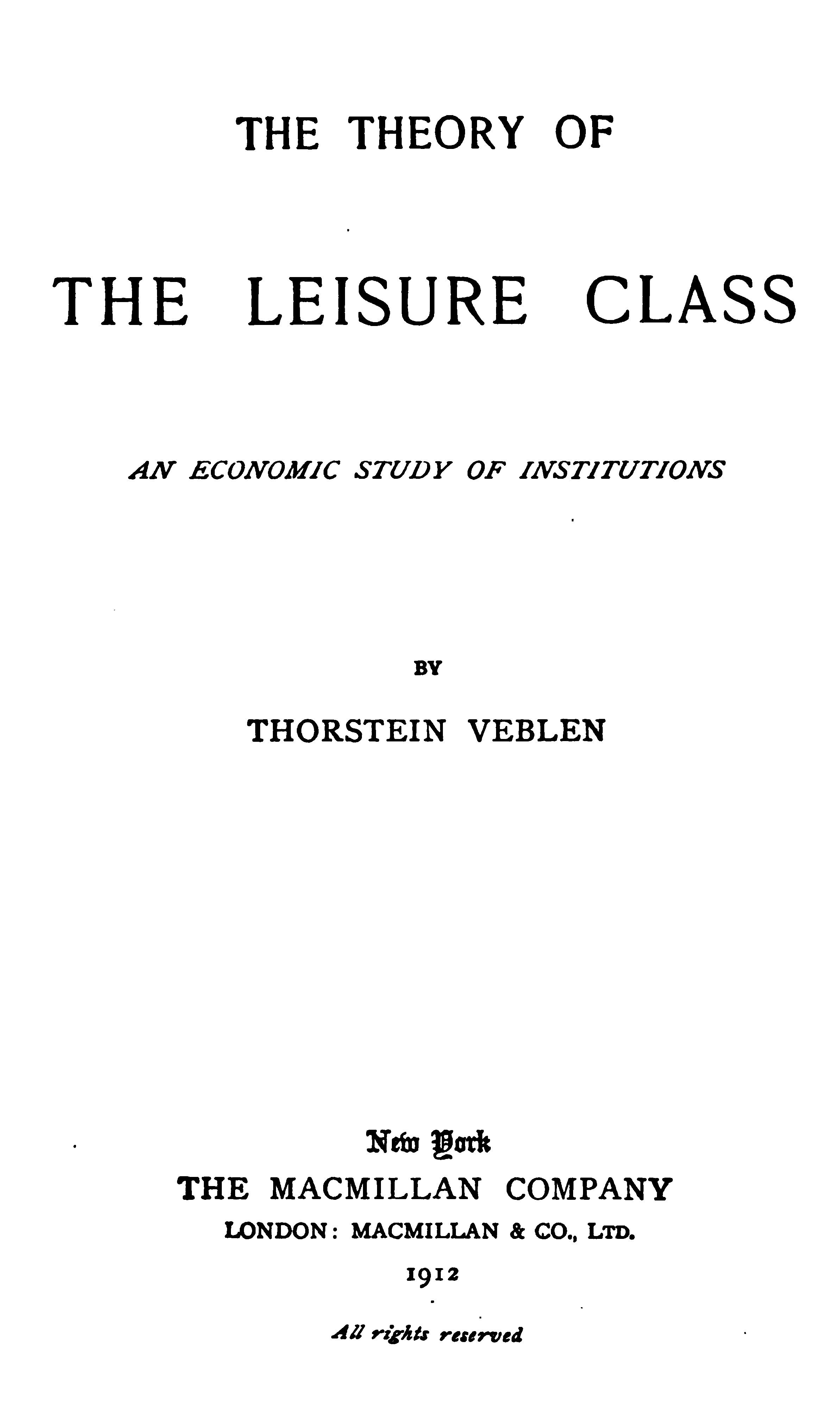 The Theory of the Leisure Class cover