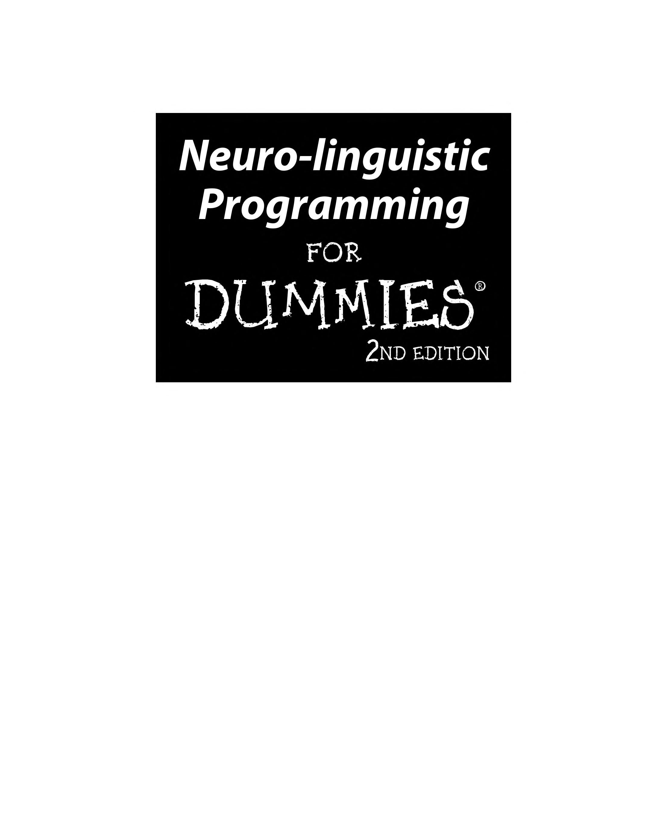 Neuro-linguistic programming for dummies, 2nd edition cover