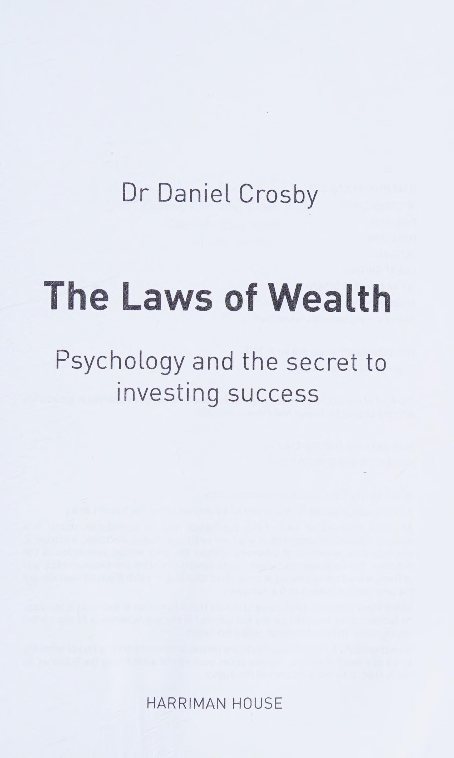 The laws of wealth cover