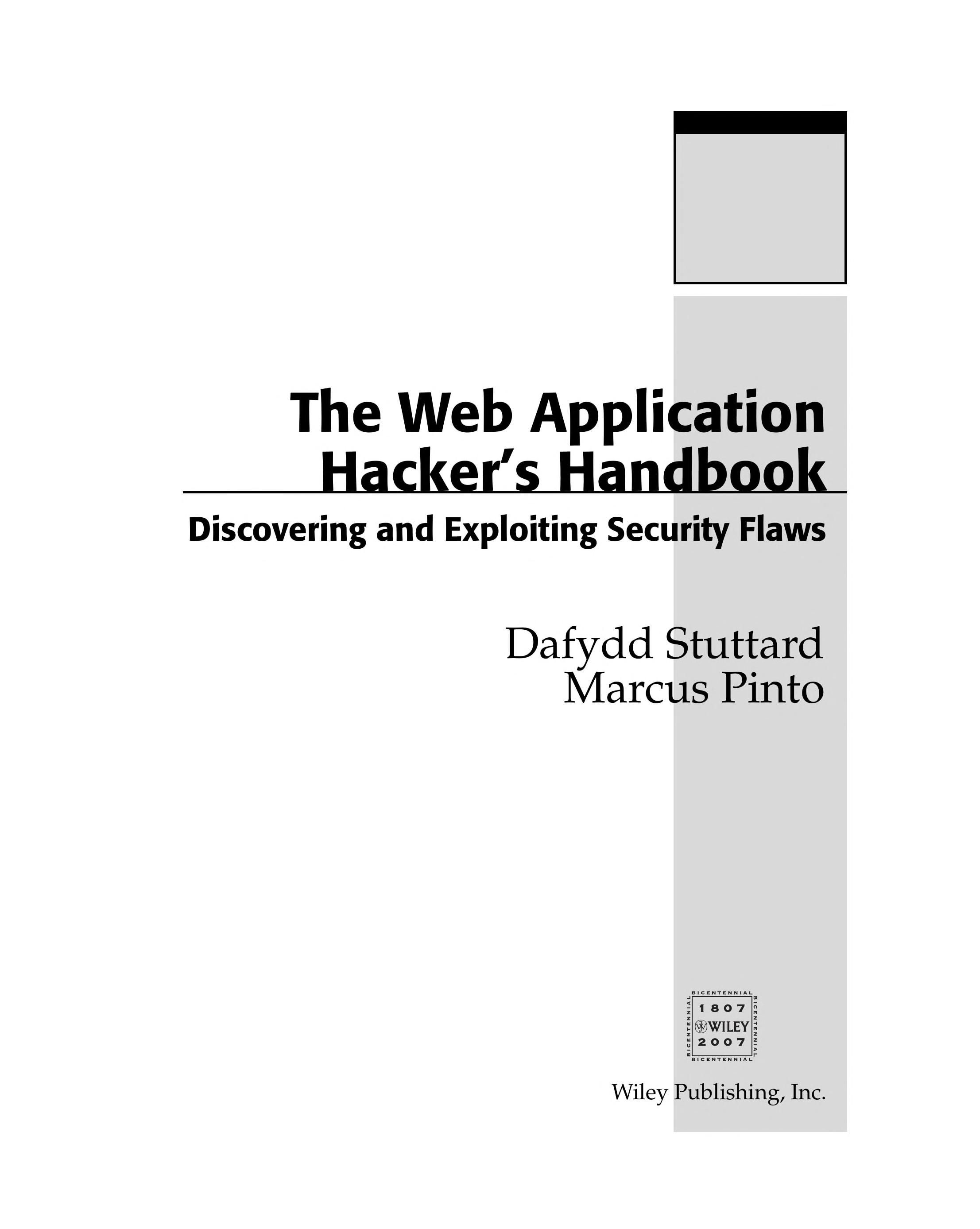 The web application hacker's handbook cover