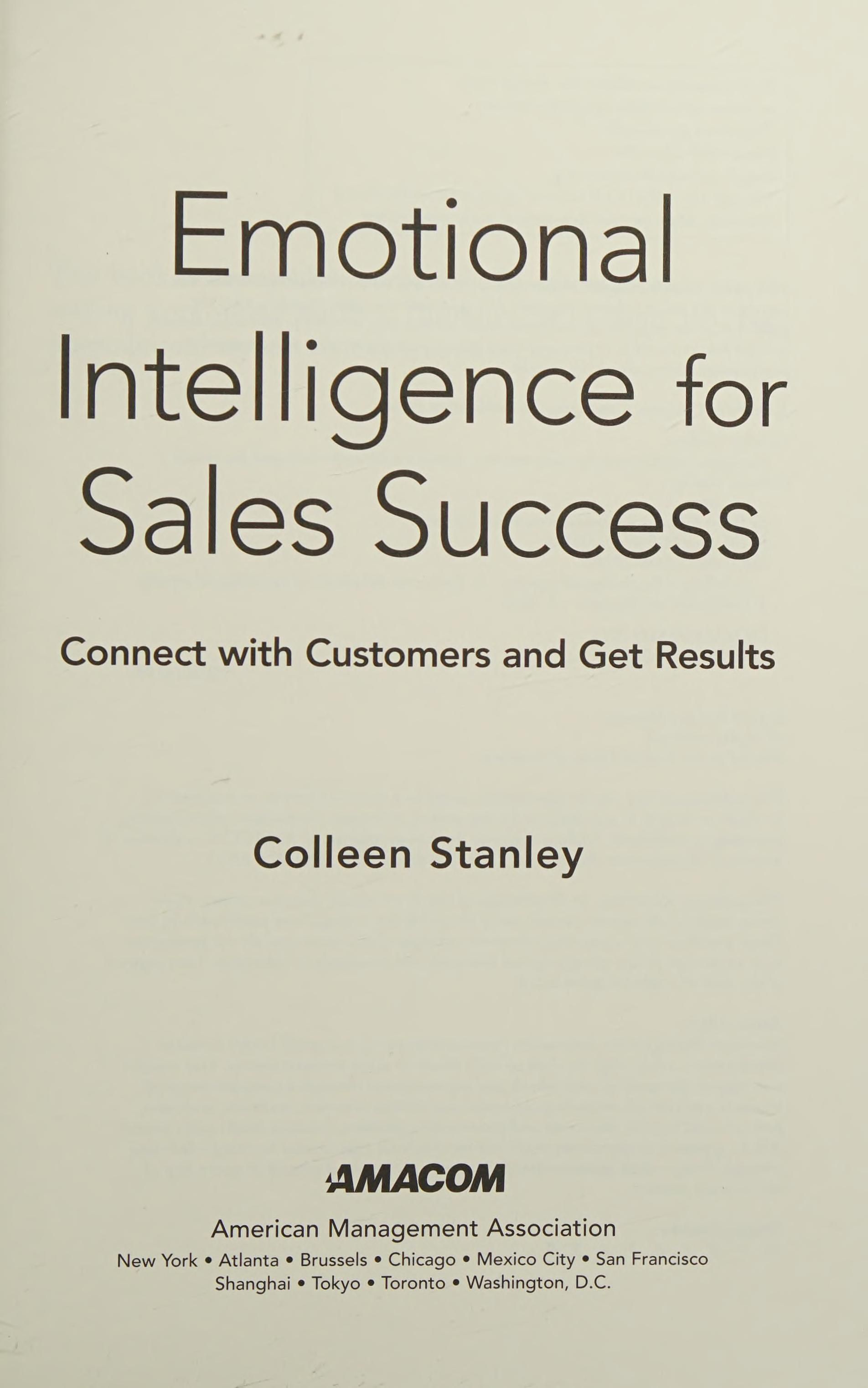 Emotional intelligence for sales success cover
