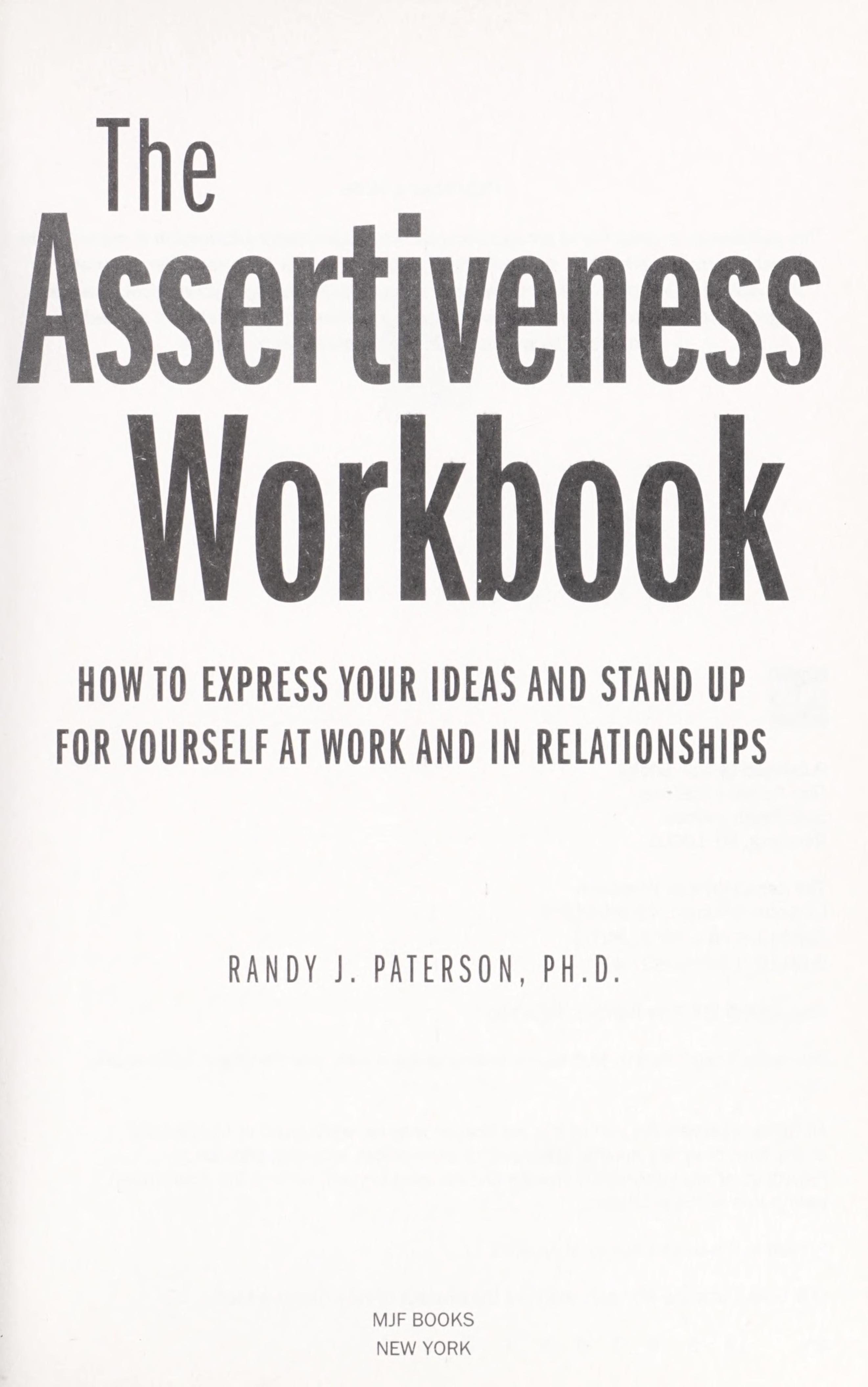 The assertiveness workbook cover