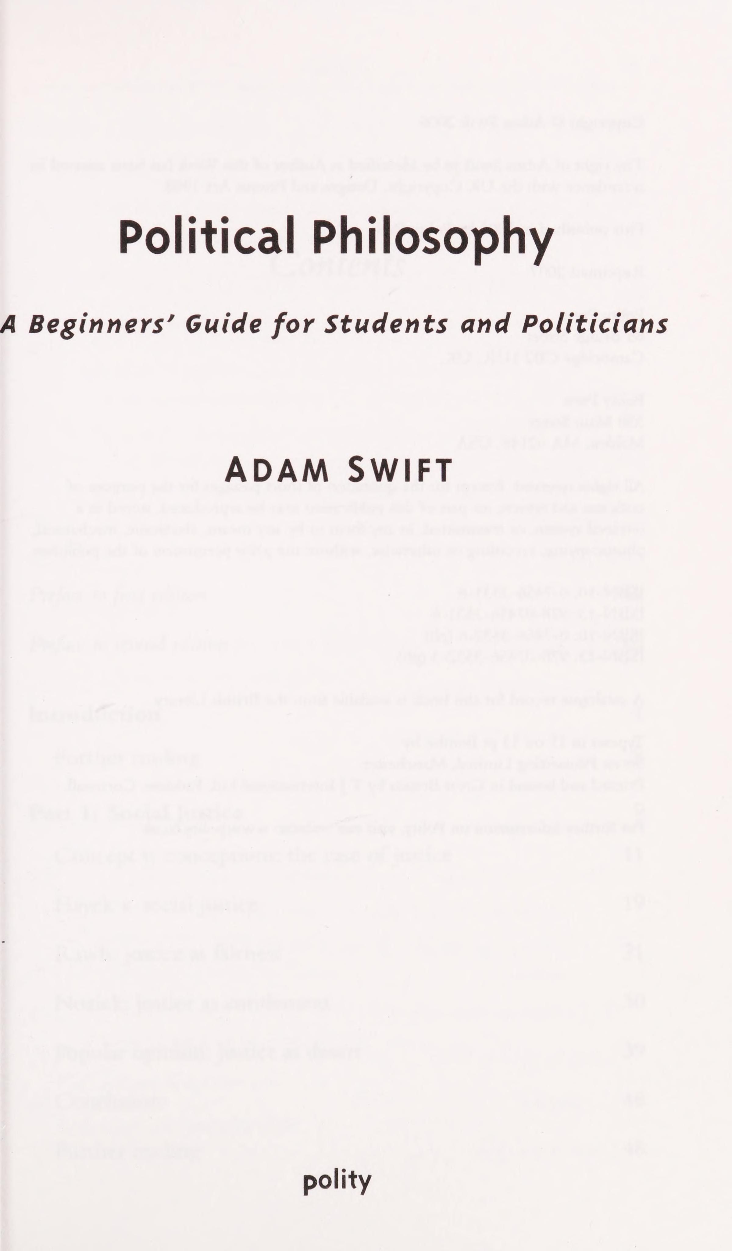 POLITICAL PHILOSOPHY: A BEGINNER'S GUIDE FOR STUDENTS AND POLITICIANS cover