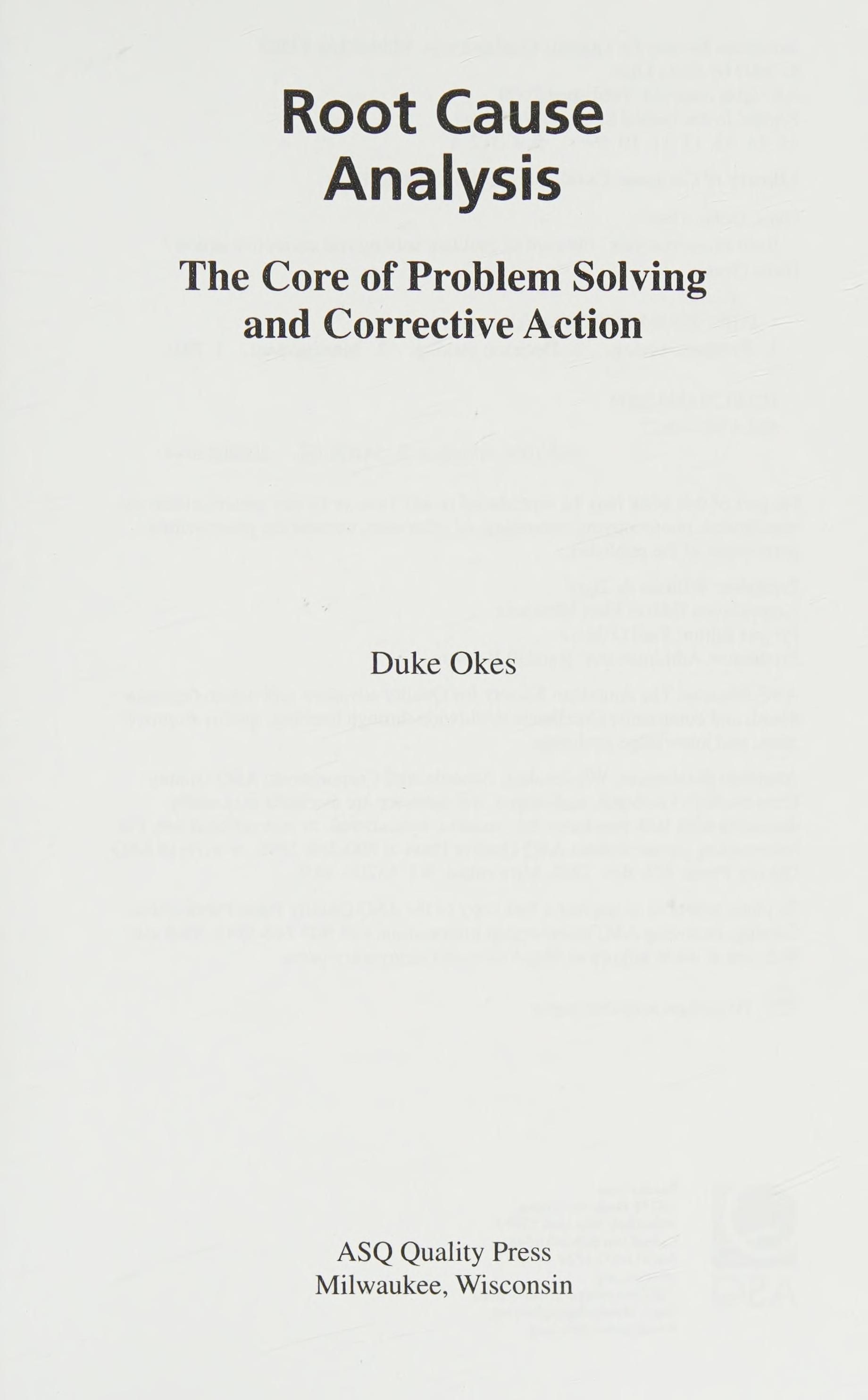 Root cause analysis cover