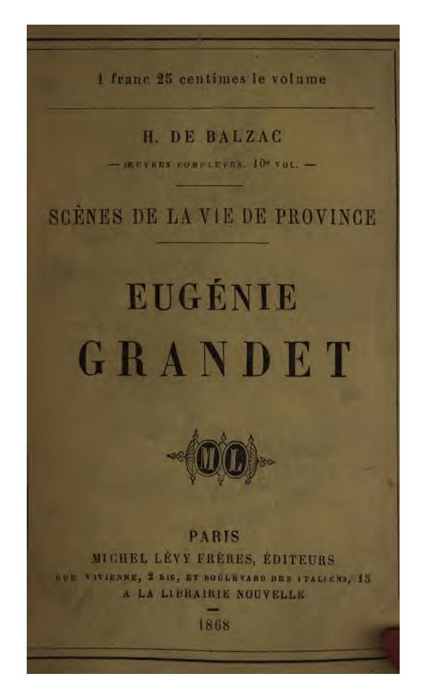 Eugénie Grandet cover