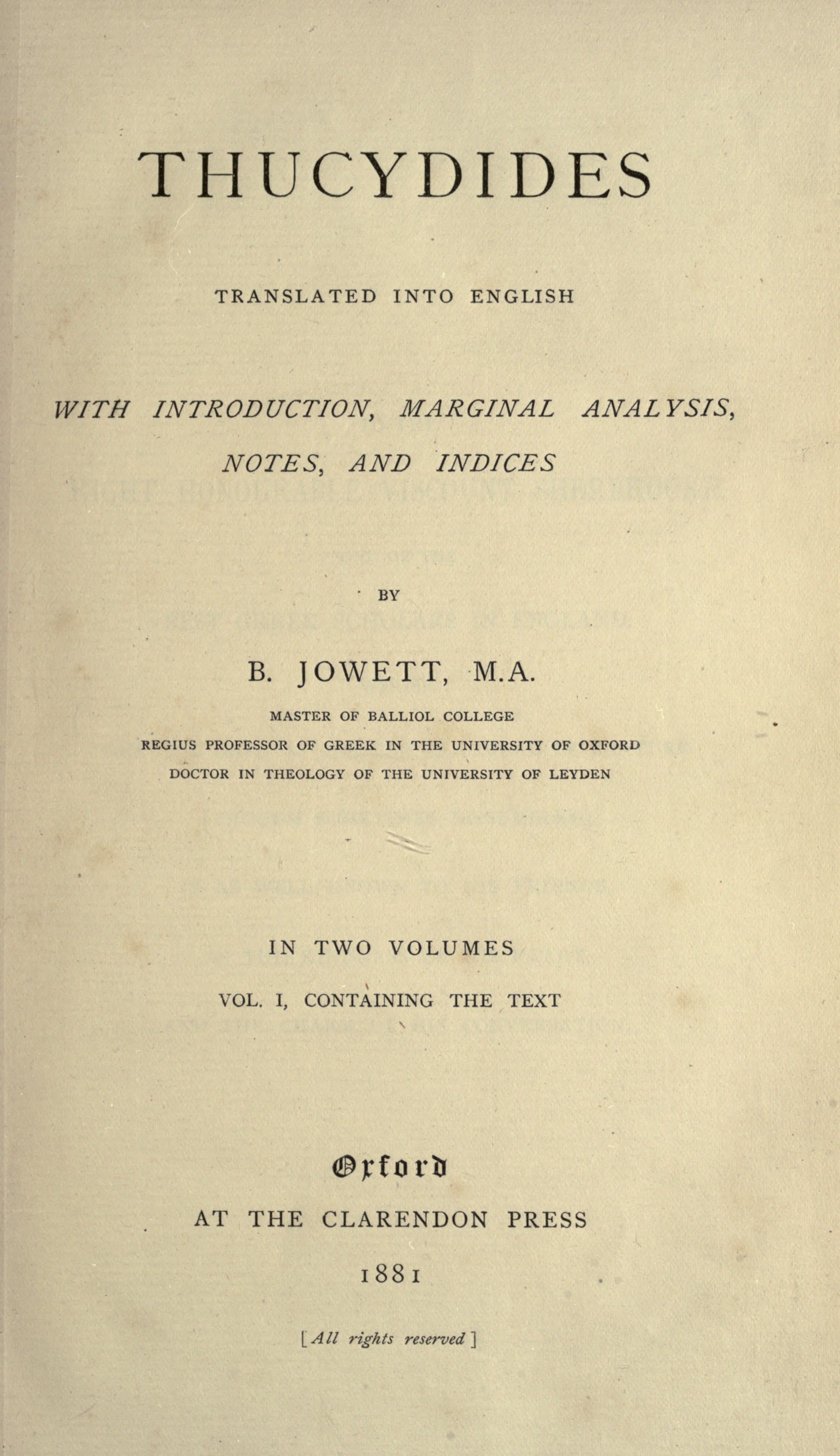 History of the Peloponnesian War cover