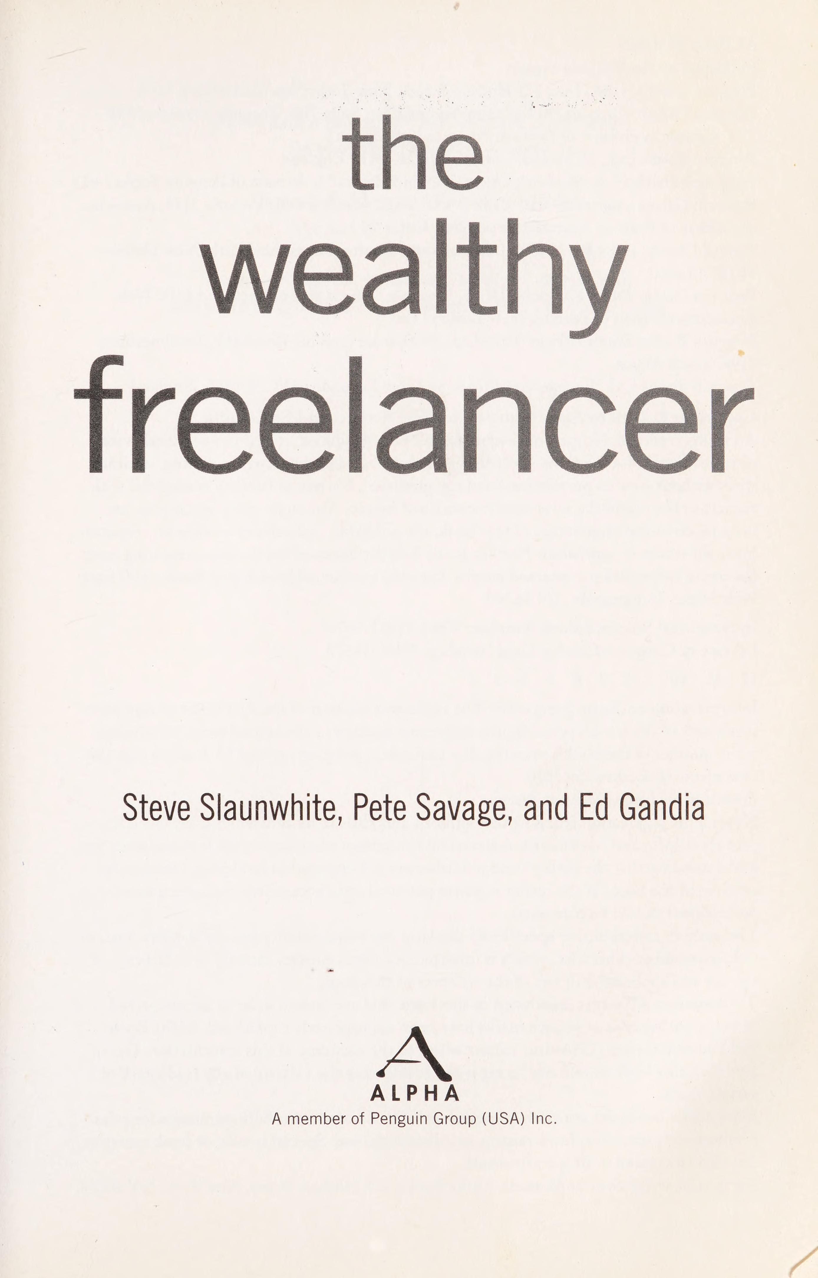 The wealthy freelancer cover