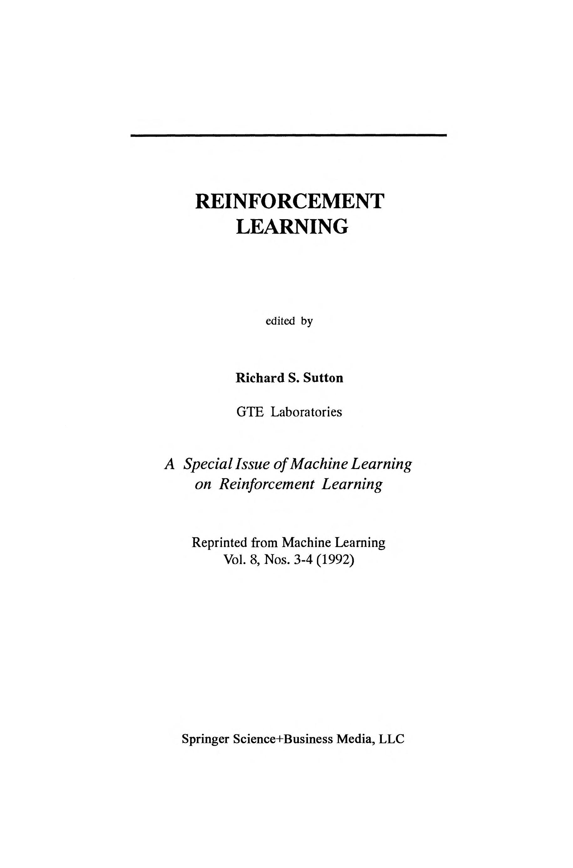 Reinforcement Learning cover