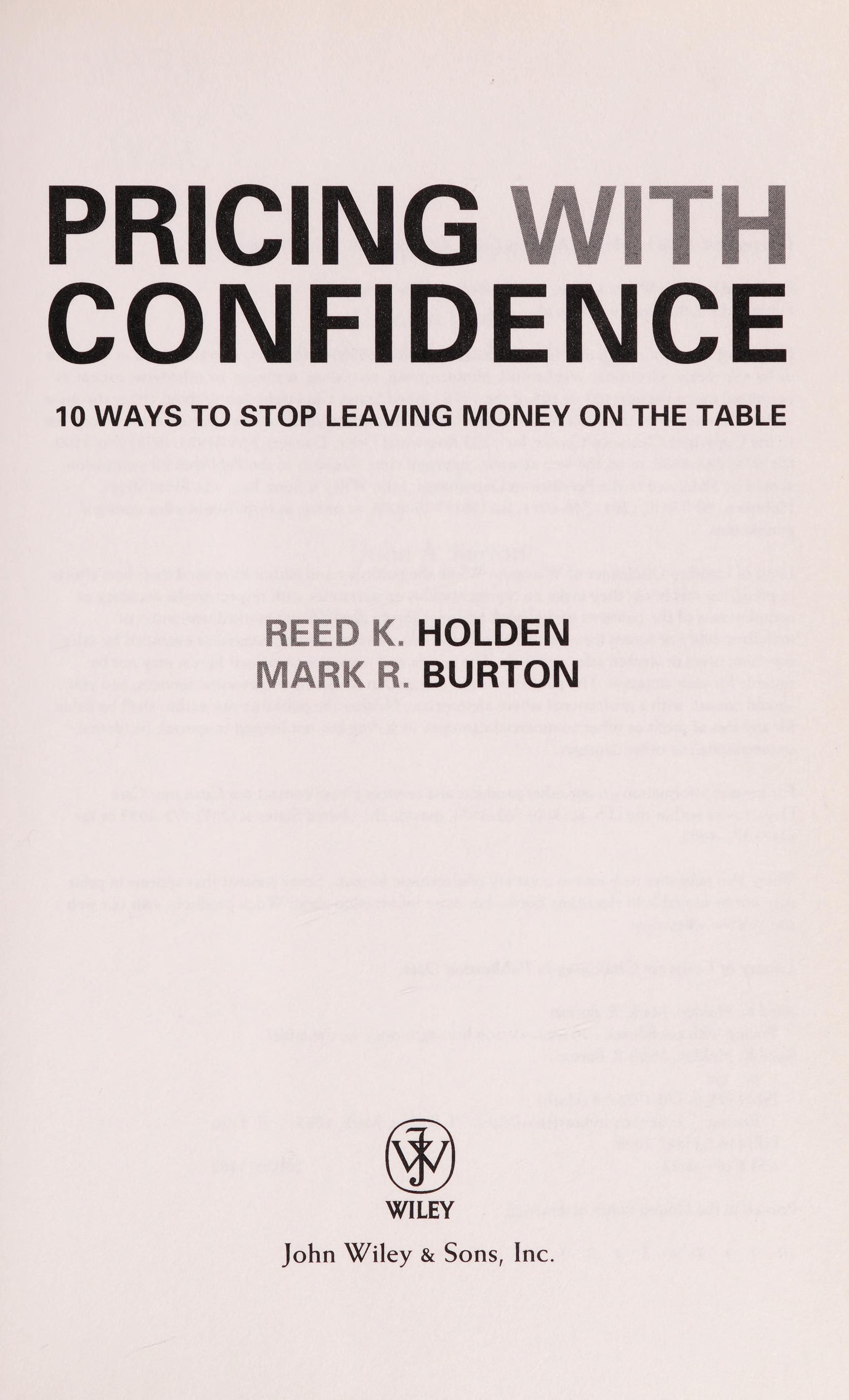 Pricing with confidence cover