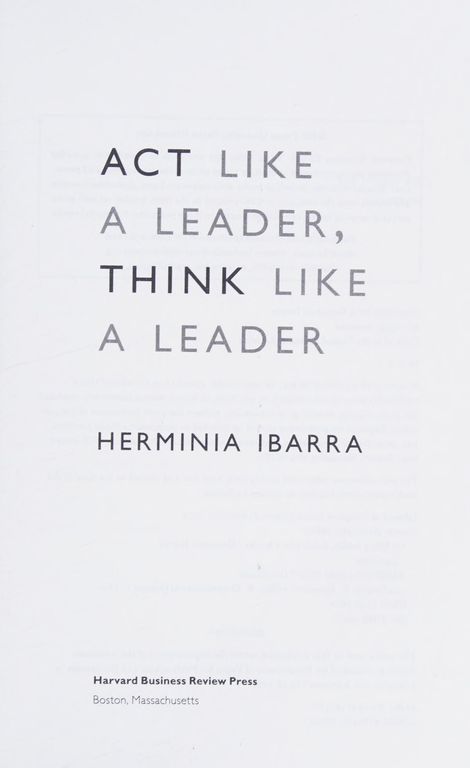 Act like a leader, think like a leader cover