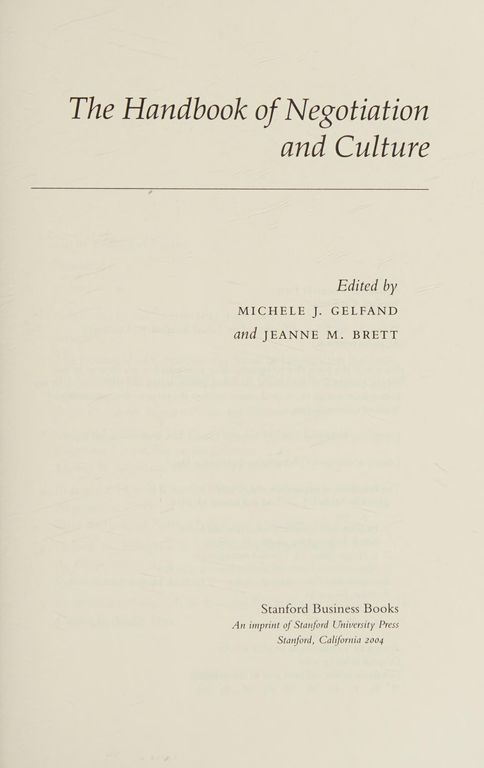 The handbook of negotiation and culture 封面