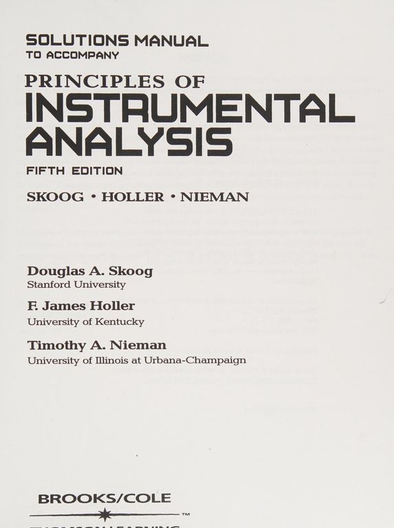 Solutions manual to accompany Principles of instrumental analysis, fifth edition cover