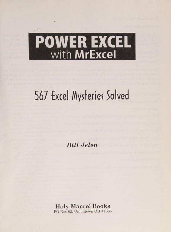 Power Excel with Mrexcel cover